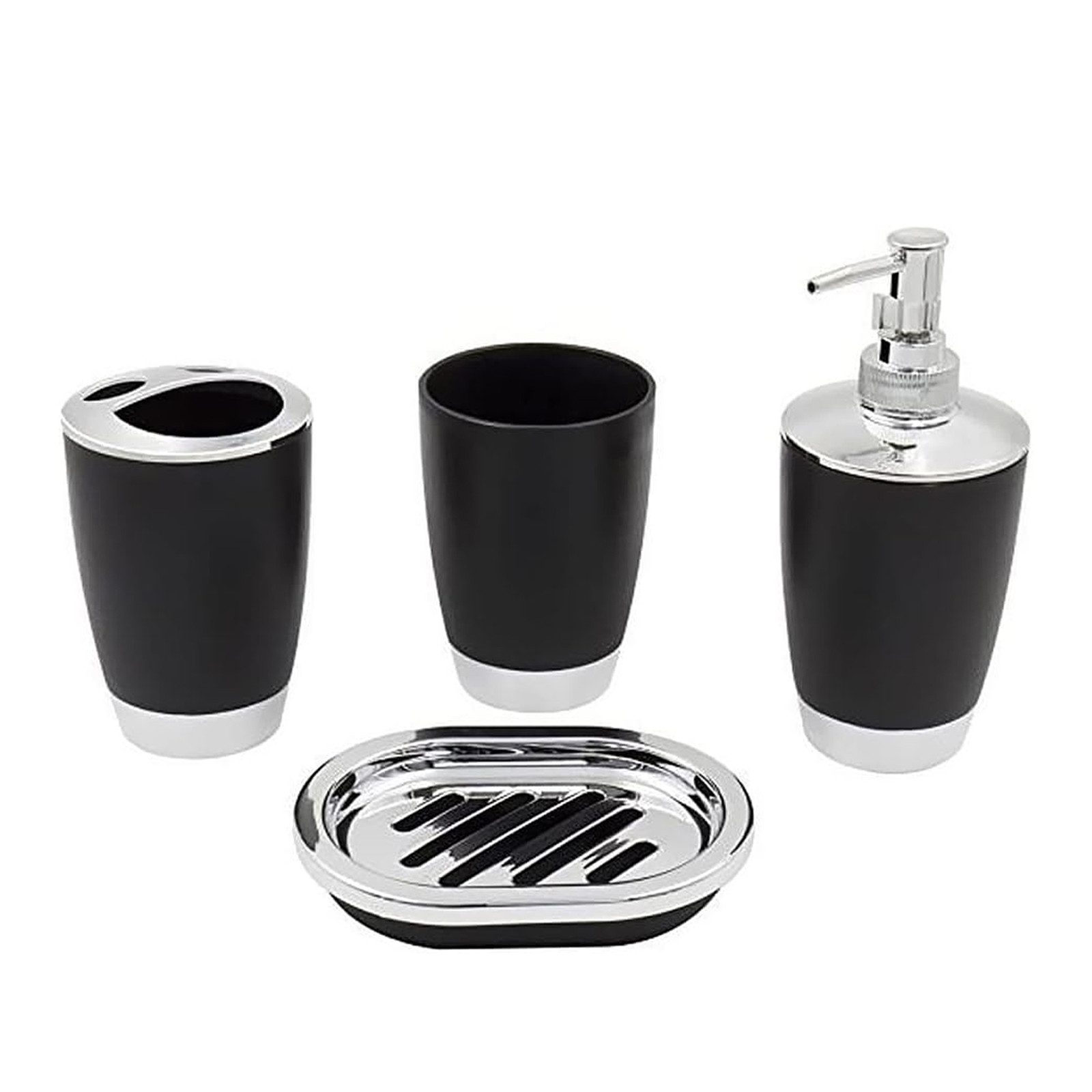 HAUSS SPOLE Badaccessoire-Set 6er Badezimmer-set Zahnputzbecher Badaccessoires-Sets Seifenspender, WC Bürste Seifenschale Zahnputzbecher Zahnbürstenhalter Mülleimer, 6 tlg., für Zuhause Büro Hotel Badezimmer Organizer