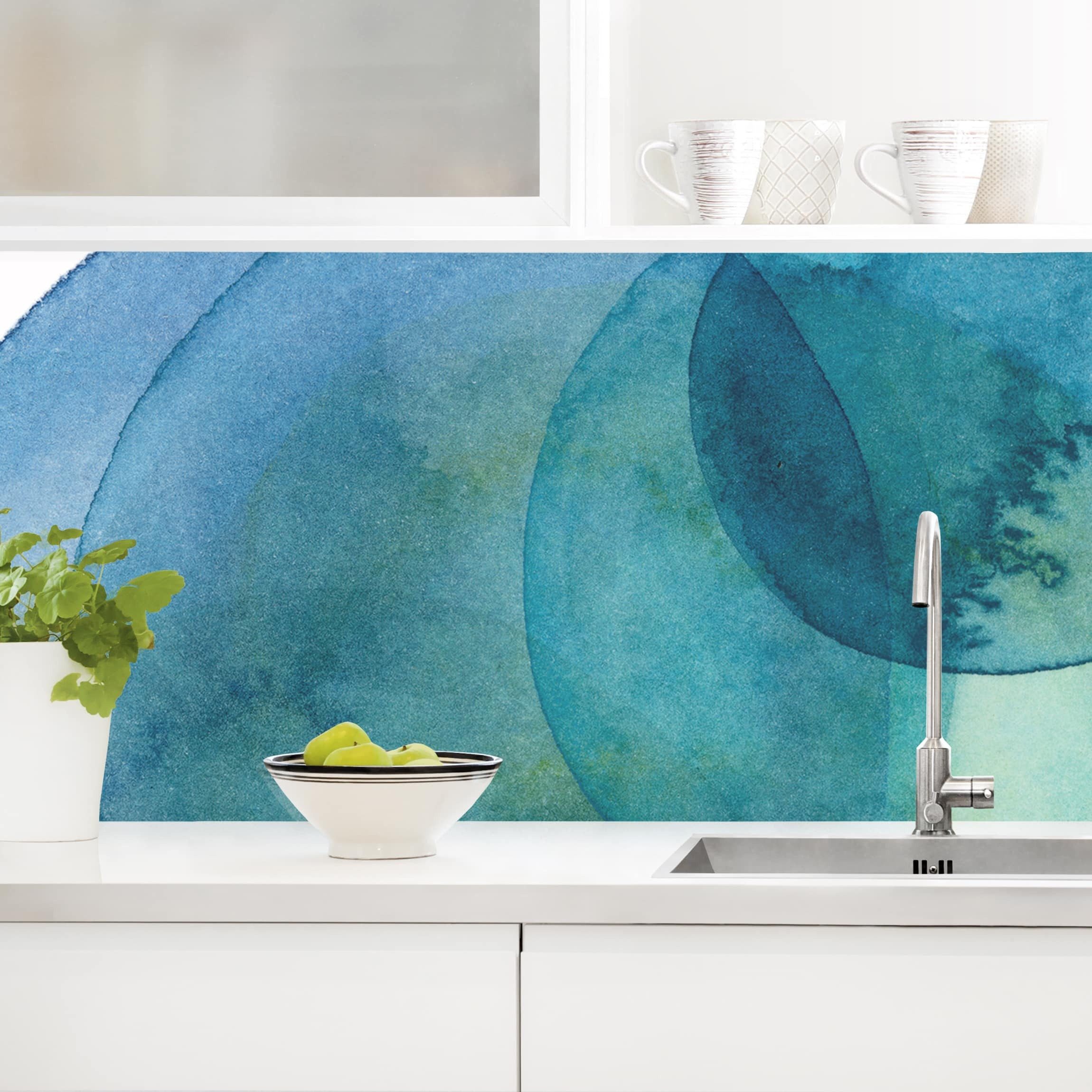 Küchenrückwand selbstklebend blau Muster Abstrakt