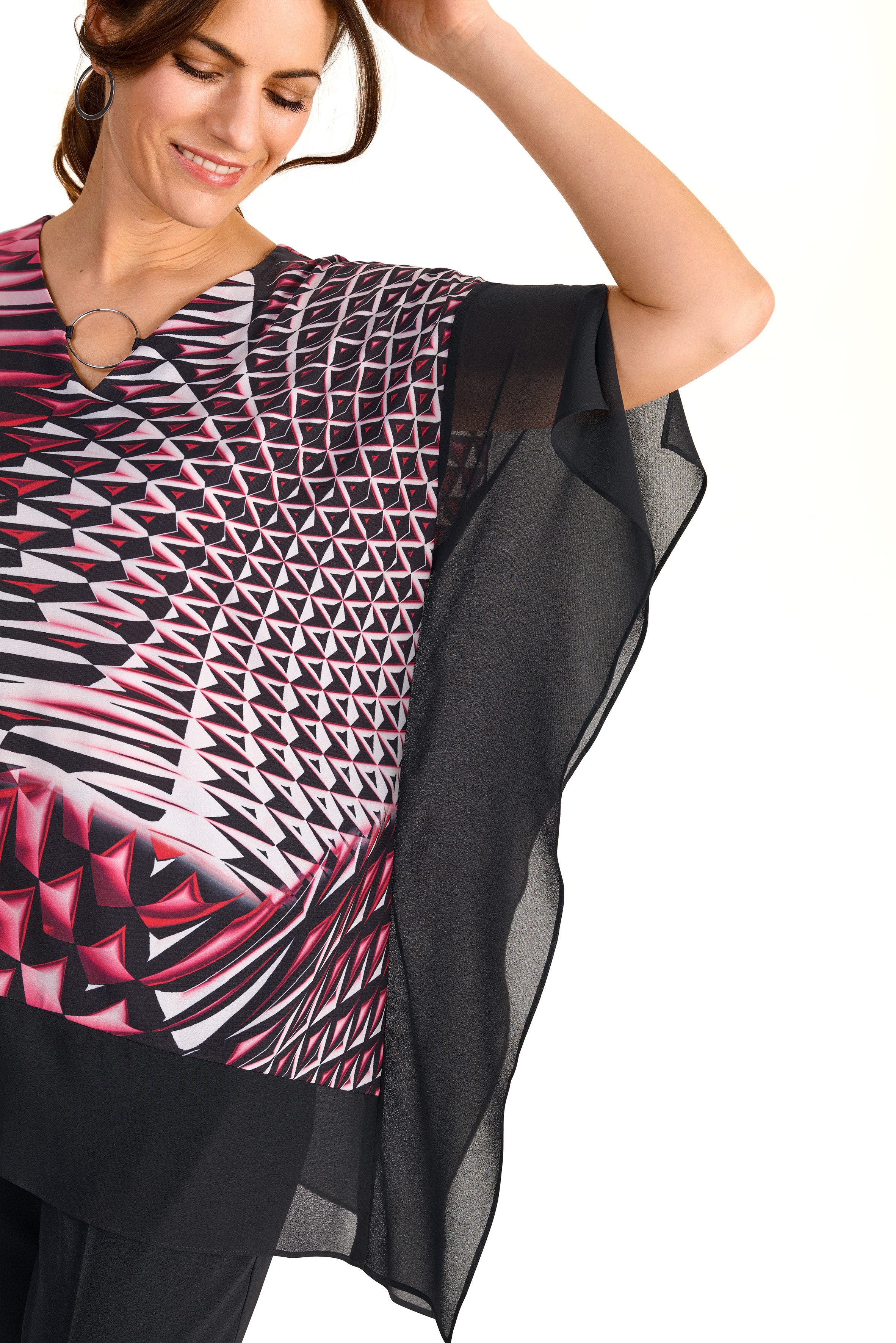 HERMANN LANGE Collection Fledermausshirt mit grafischem Muster