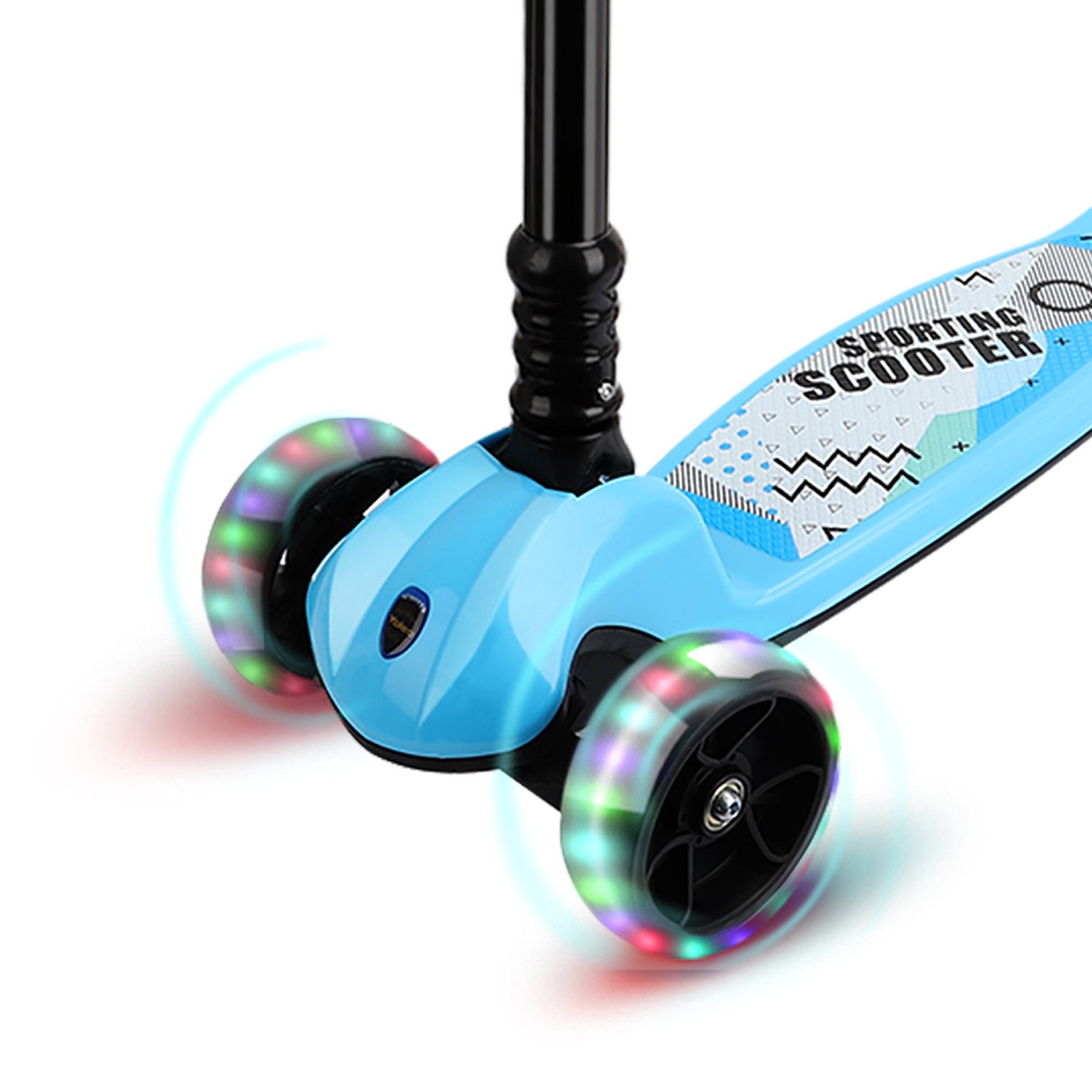 OUNUO Dreiradscooter Höhenverstellbarer Kinderroller mit LED-Rädern für Kinder ab 3 Jahren