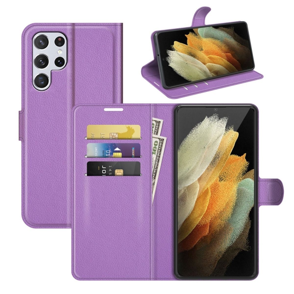 König Design Handyhülle Samsung Galaxy S22 Ultra 5G, Schutzhülle Schutztasche Case Cover Etuis Wallet Klapptasche Bookstyle
