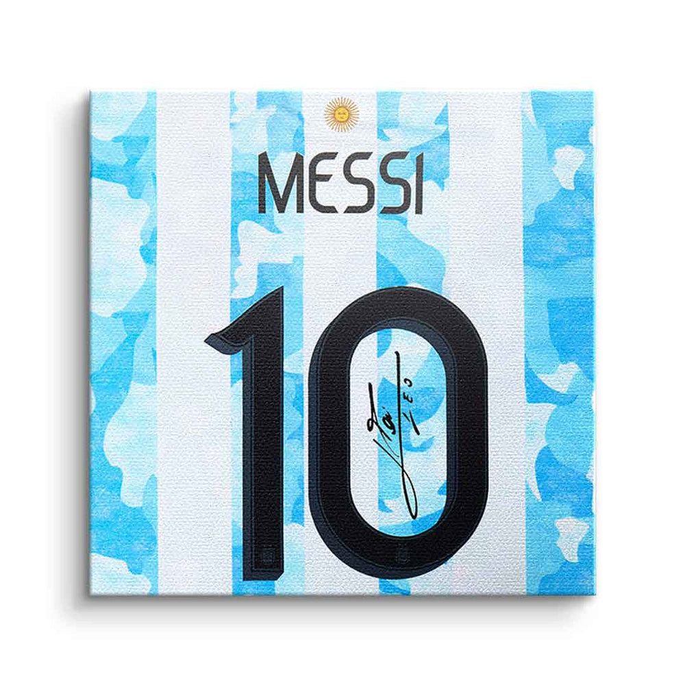 DOTCOMCANVAS® Leinwandbild Messi - Quadrat Edition, Leinwandbild Lionel Messi Fußballspieler 10 Kunstdruck Wandbild