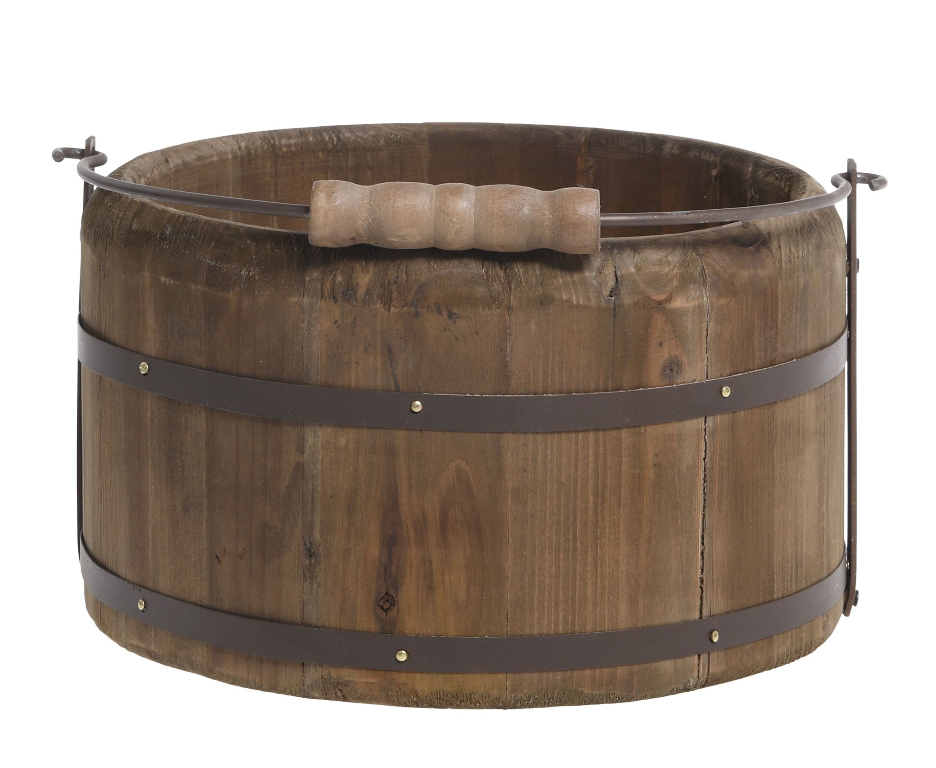 Chic Antique Blumenkasten Chic Antique - Eimer aus Holz Holzeimer mit Henkel H 13cm D 23cm