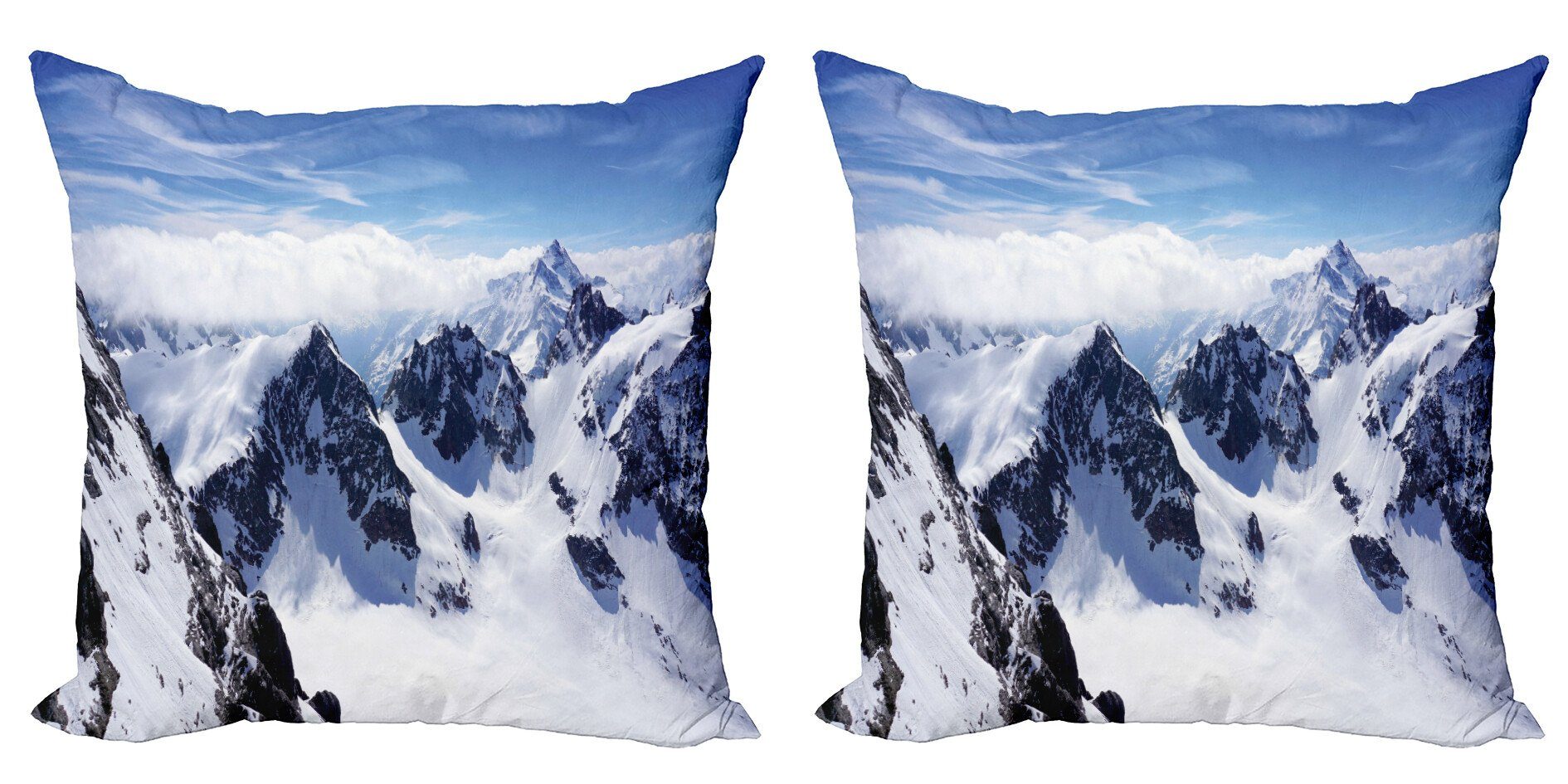Winter Doppelseitiger Landschaft (2 Berggipfel Kissenbezüge Stück), Accent Modern Abakuhaus Digitaldruck,