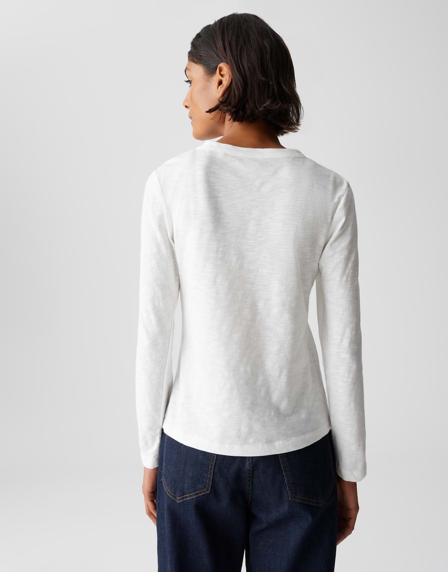 OPUS Longsleeve SIMOOK aus nachhaltiger Baumwolle schmale Passform, elastischer Stoff, dezente Struktur