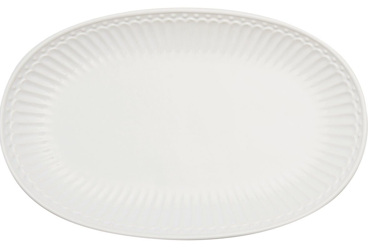 Greengate Servierteller Alice Teller oval white 23 cm, Steinzeug, (Frühstücksteller)