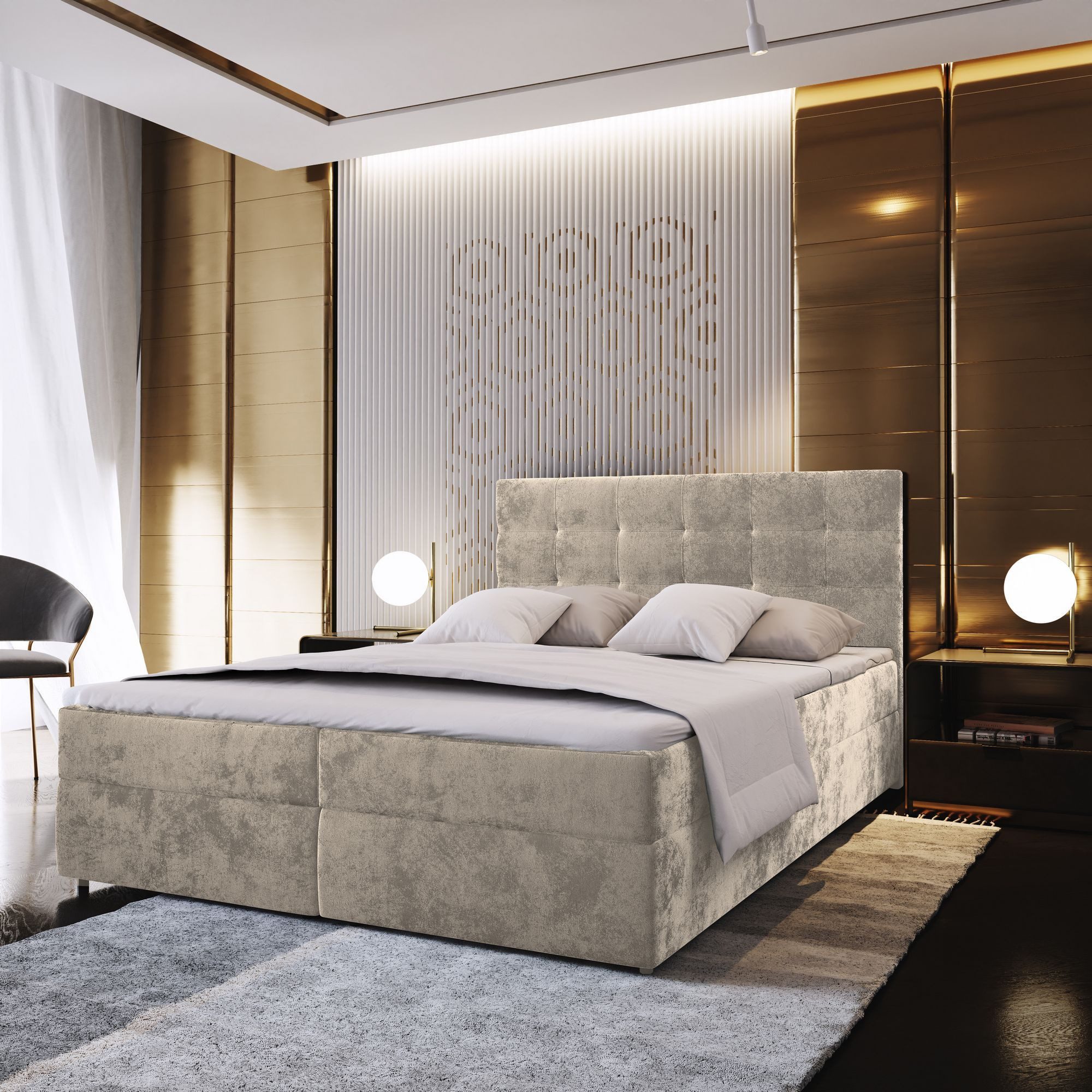 Masseno Boxbett GLOS 180x200 cm mit Bonell Matratze und Topper günstig online kaufen