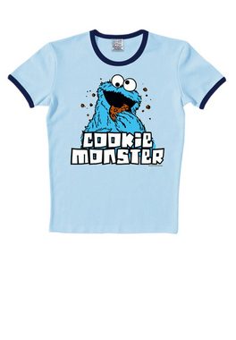 LOGOSHIRT T-Shirt Cookie Monster mit farblich abgesetzten Bündchen