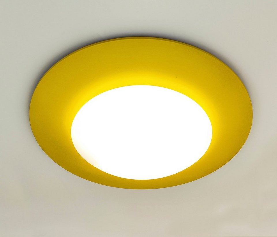 niermann Deckenleuchte Deckenschale Saturn, Sonnengelb, ohne Leuchtmittel,  E27 Fassung für einfachen Leuchtmittelwechsel | Deckenlampen