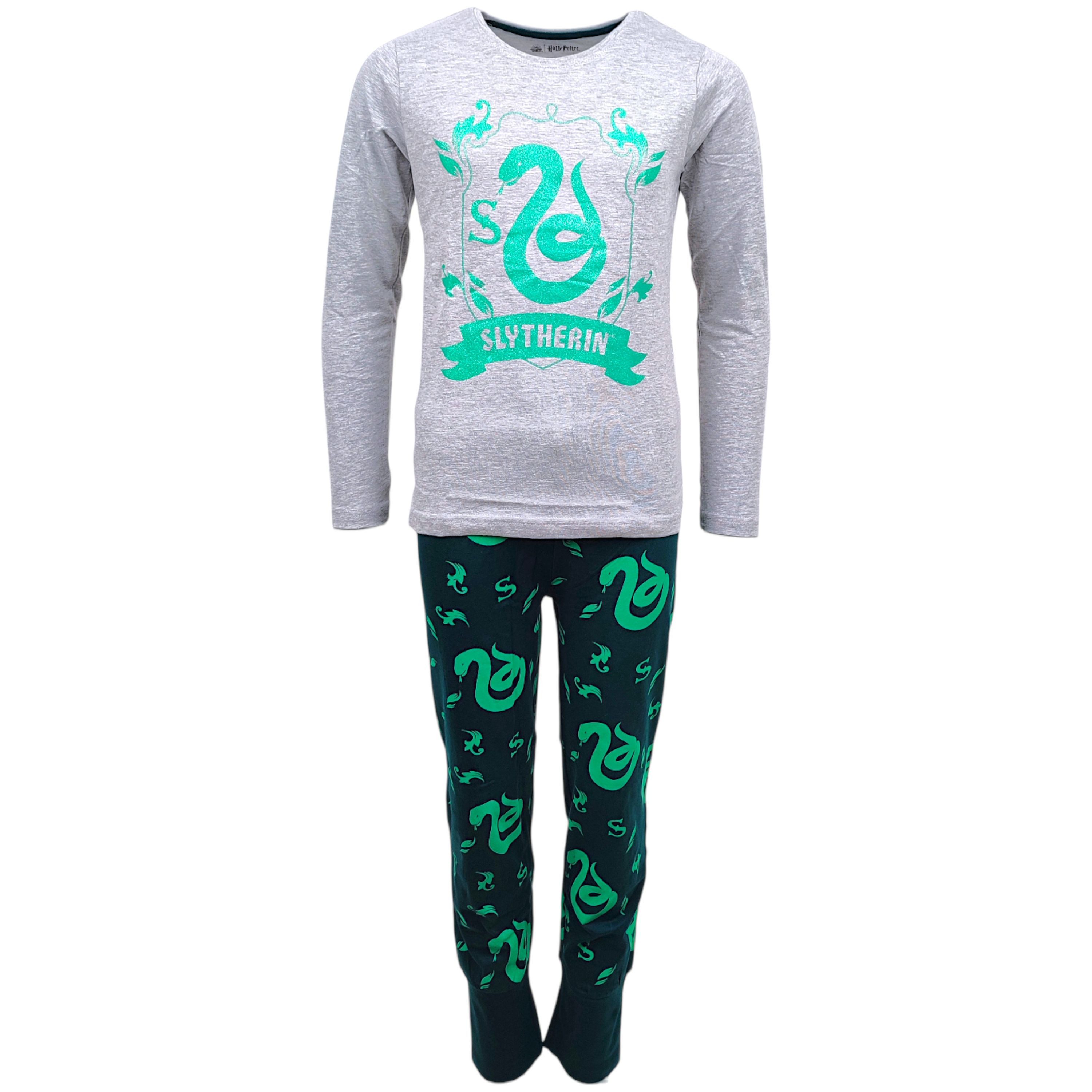 Harry Potter Schlafanzug Slytherin (2 tlg) Mädchen Pyjama langarm Gr. 134 - 164 cm