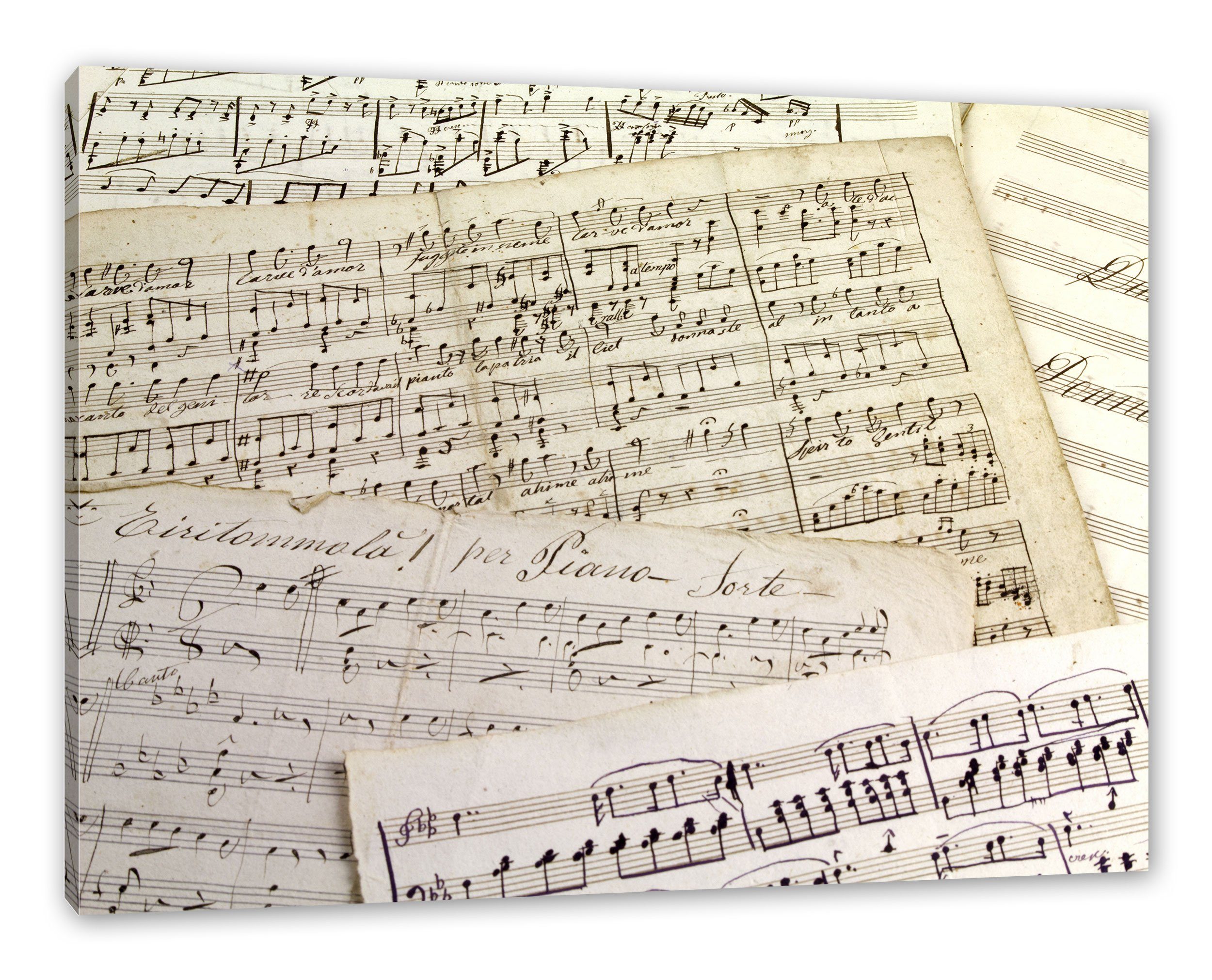 Pixxprint Leinwandbild Stilvolle alte Notenblätter, Stilvolle alte Notenblätter (1 St), Leinwandbild fertig bespannt, inkl. Zackenaufhänger