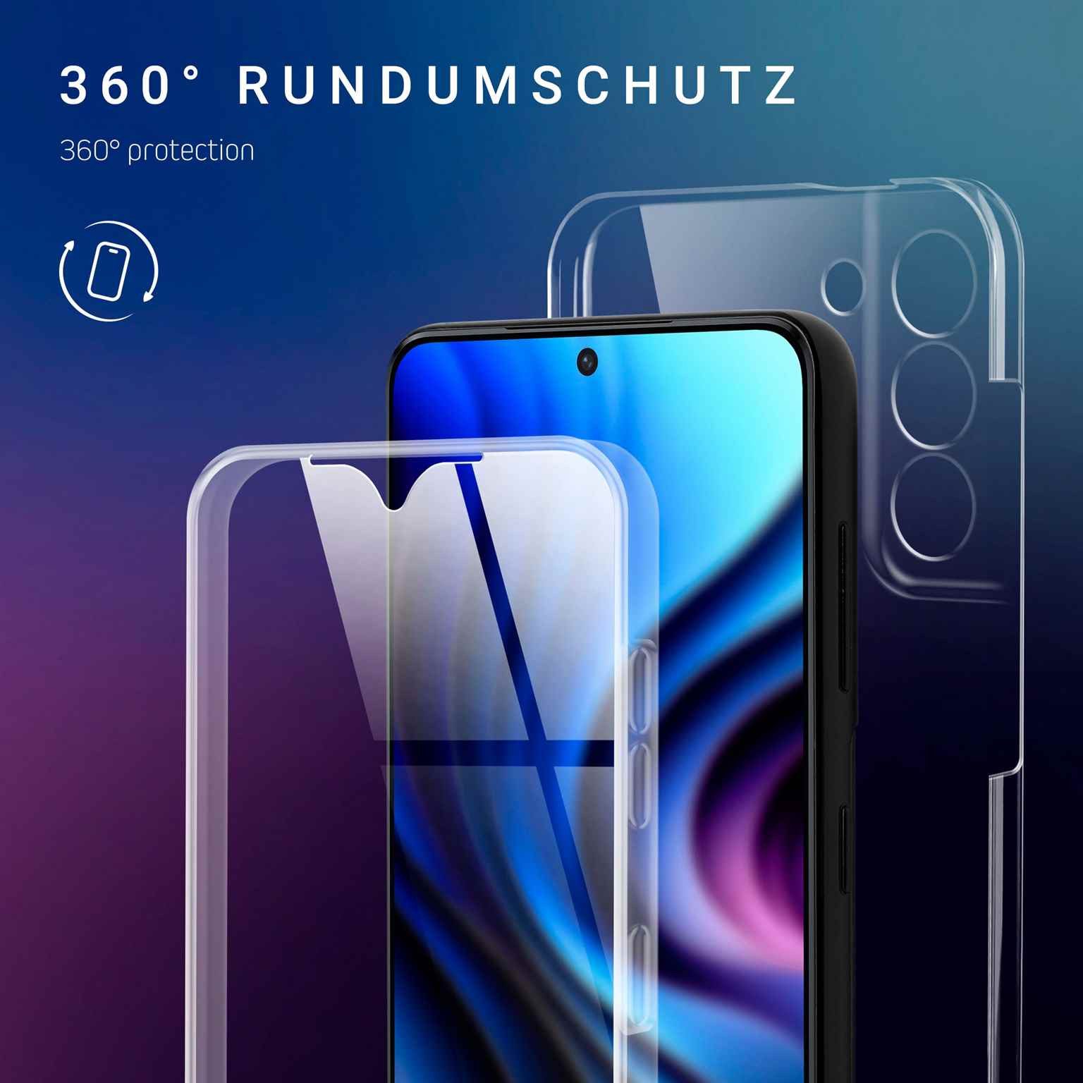 ONEFLOW Handyhülle für Samsung Galaxy S21 Hülle Komplett Schutz Touch Case 6,2 Zoll, 360 Grad Schutzhülle Transparent Rundumschutz Durchsichtig Beidseitig