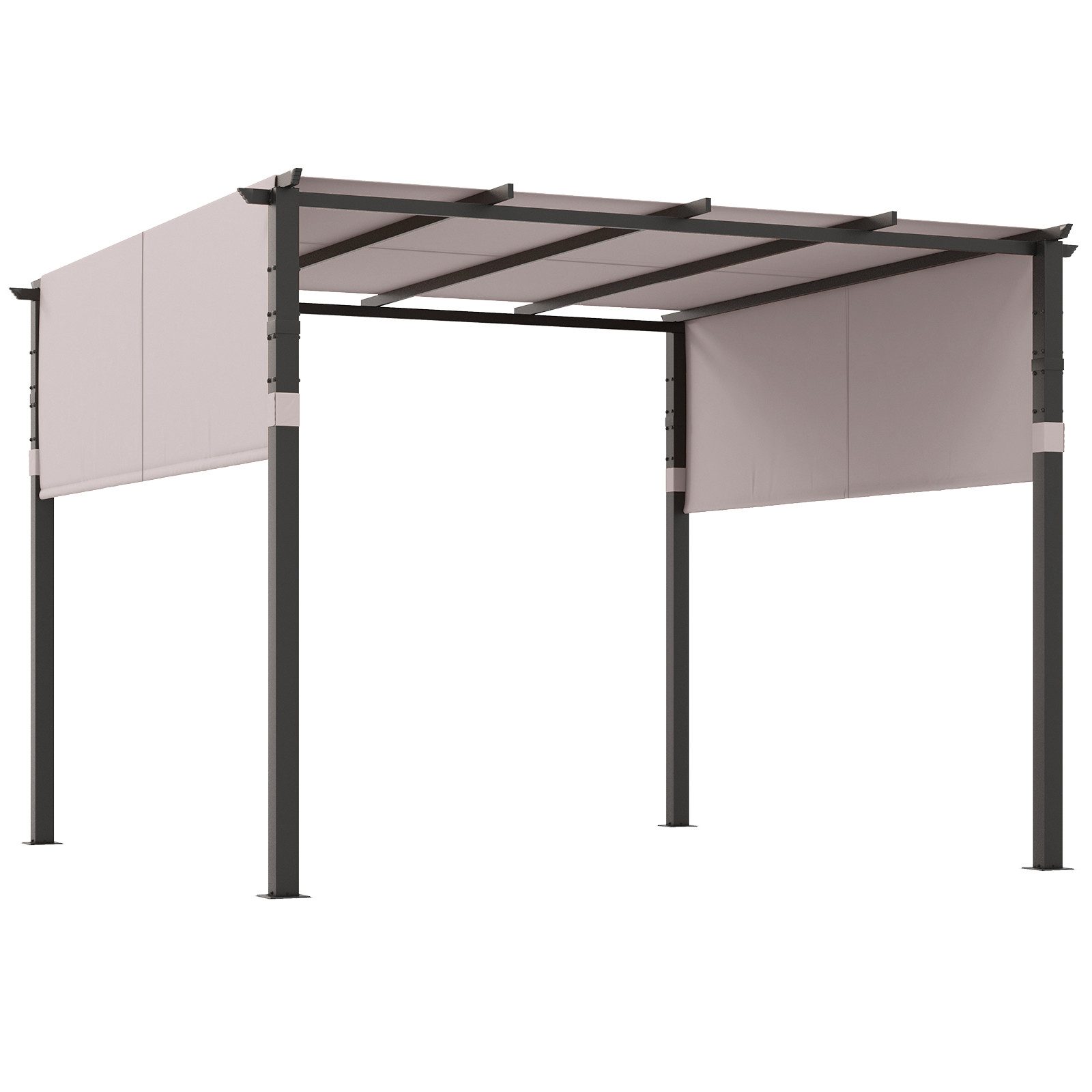 COSTWAY Pavillon, 3,05 x 3,05m Pergola, Metall, Gartenpavillon wasserdicht