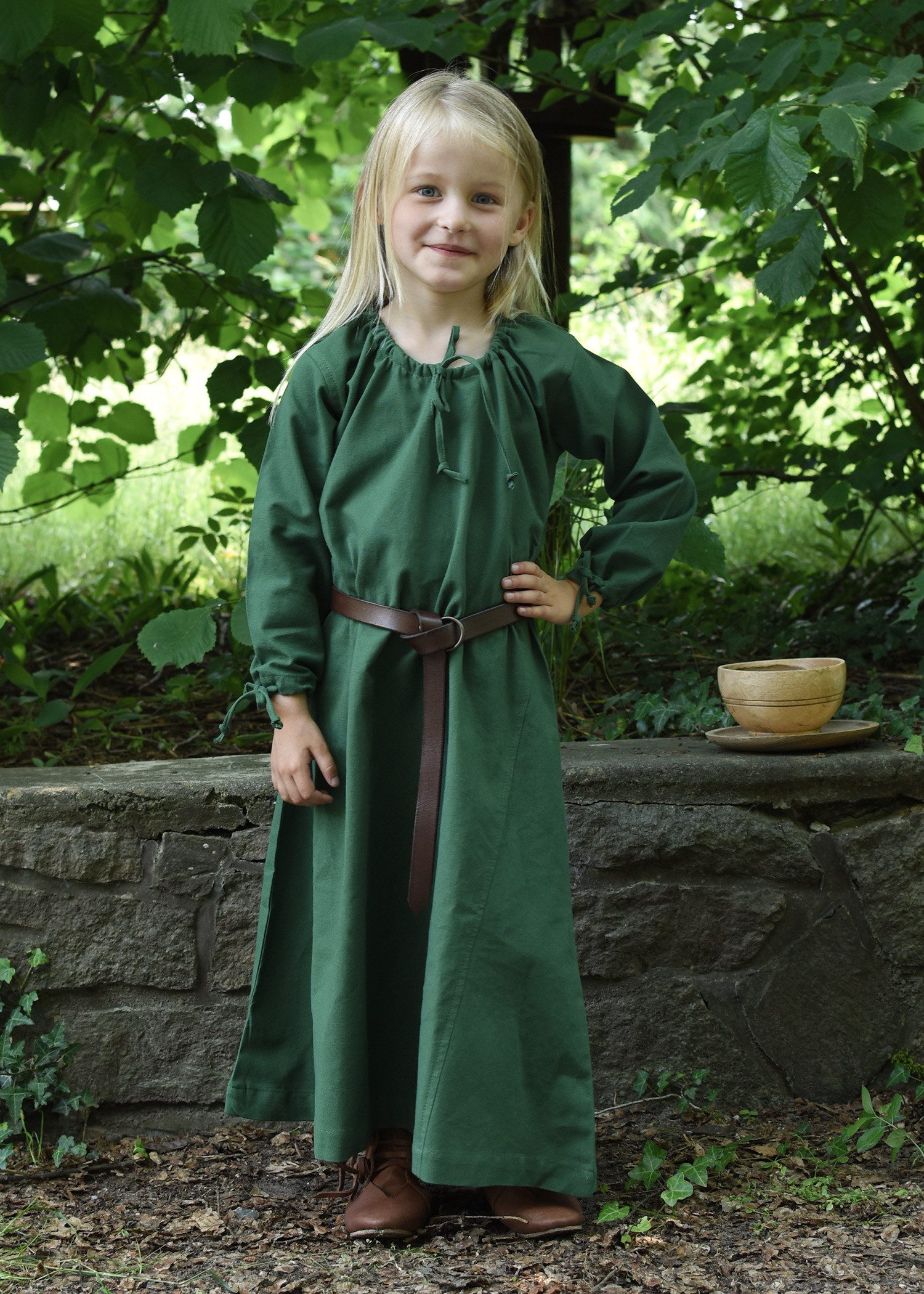 Ritter-Kostüm Kinder Mittelalterkleid, Unterkleid Ana, grün