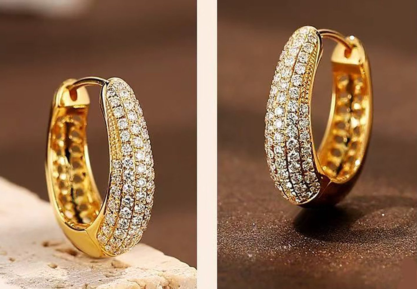 Jumpeak Paar Ohrstecker mit Ohrklemme Damen-Gold-Ohrringe, 14K Gold-Ohrringe, D/E, VVS/VS, Diamant-Ohrringe, Kommunion geschenk mädchen,Damen geschenk,Geschenk tochter