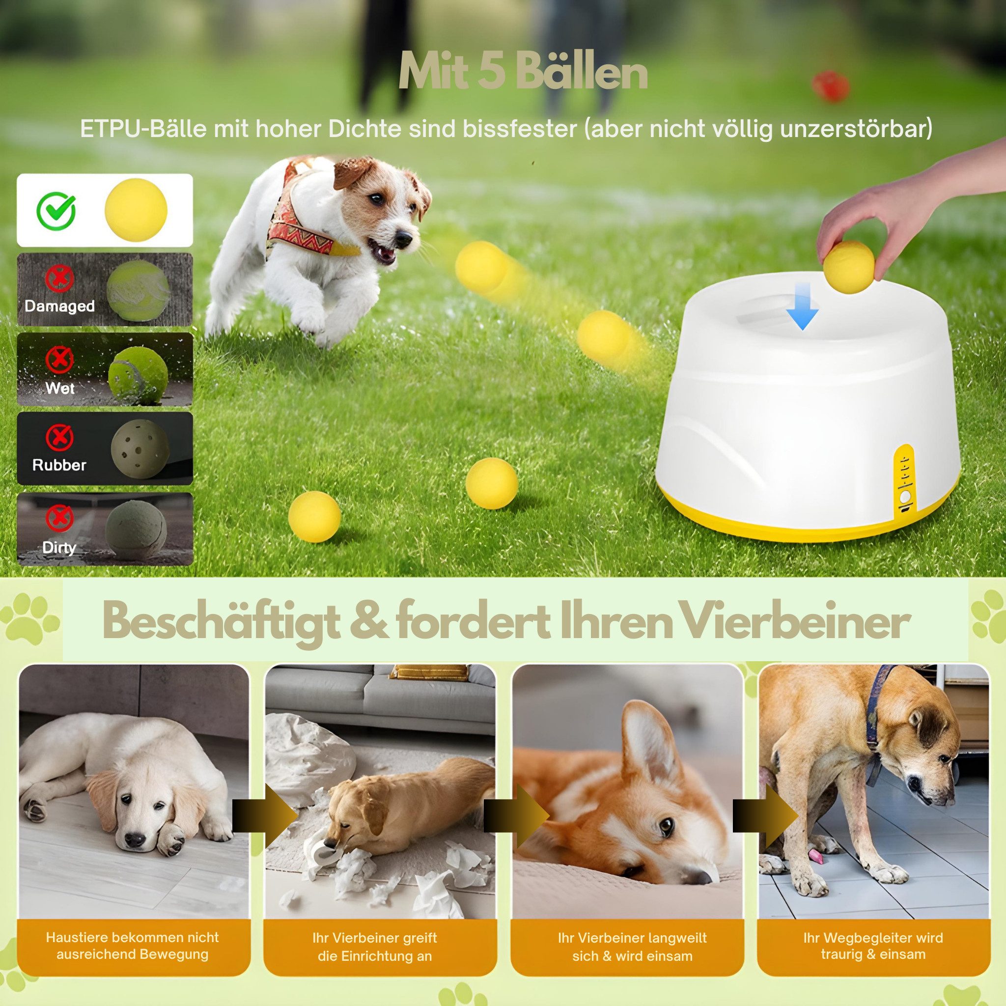 HS.SUPPLY Tier-Intelligenzspielzeug Automatischer Hundeballwerfer mit Bälle günstig online kaufen