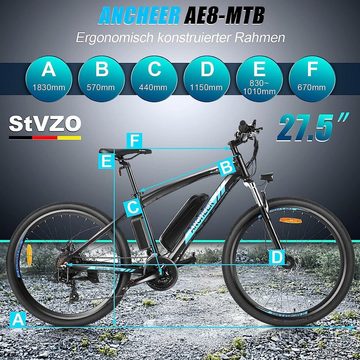 Myatu E-Bike 27,5 Zoll Elektrofahrrad Mountainbike für Herren, E-Bike 5687, 6 Gang, Kettenschaltung, Heckmotor, 450,00 Wh Akku