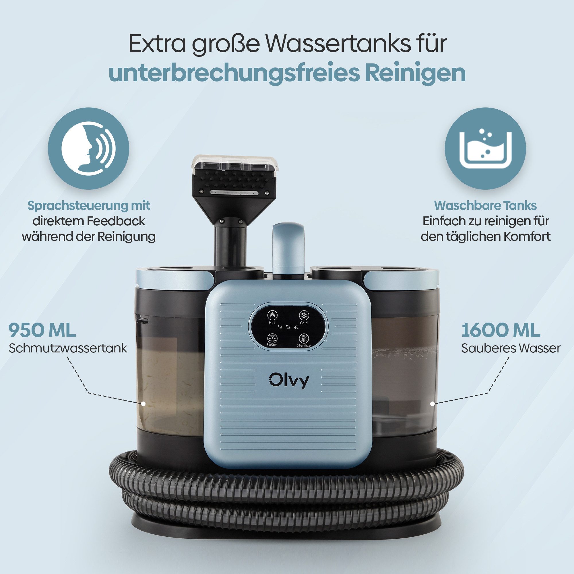 Olvy Dampfreiniger Olvy Waschsauger PRO Dampfreiniger Polstermöbel