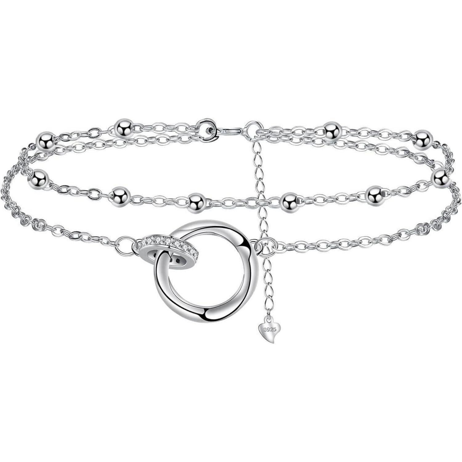 LuxusKollektion Fußkette Fußkettchen Silber 925 Verstellbar Sommer Strand Geschenk Damen