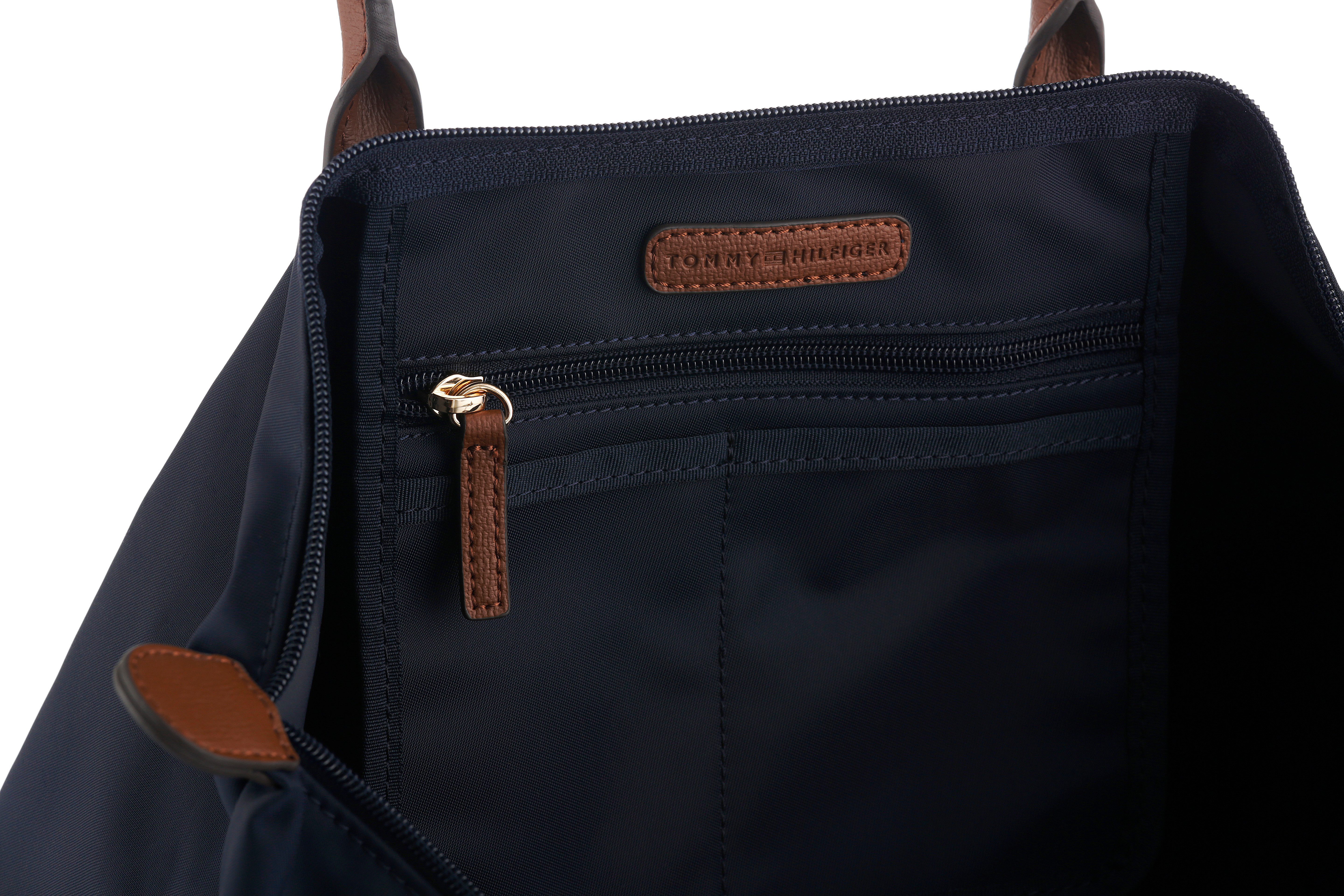 Tommy Hilfiger Tragetasche POPETTE TOTE, Damen Handtasche, Schultertasche mit kontrastfarbigen Henkeln
