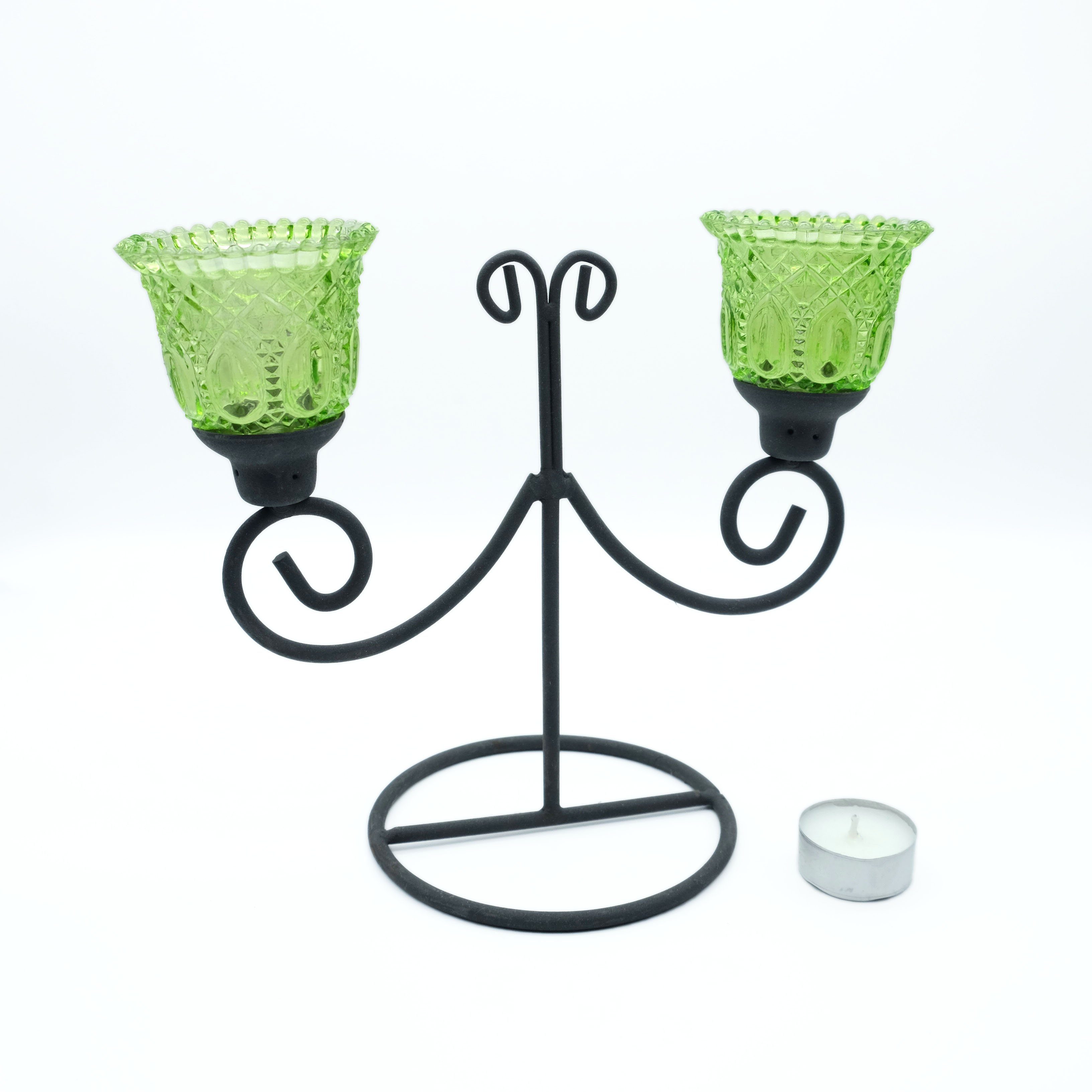Teelichthalter Glas, standfest Kerzenständer grün DeColibri Kerzenständer, Kerzenhalter,