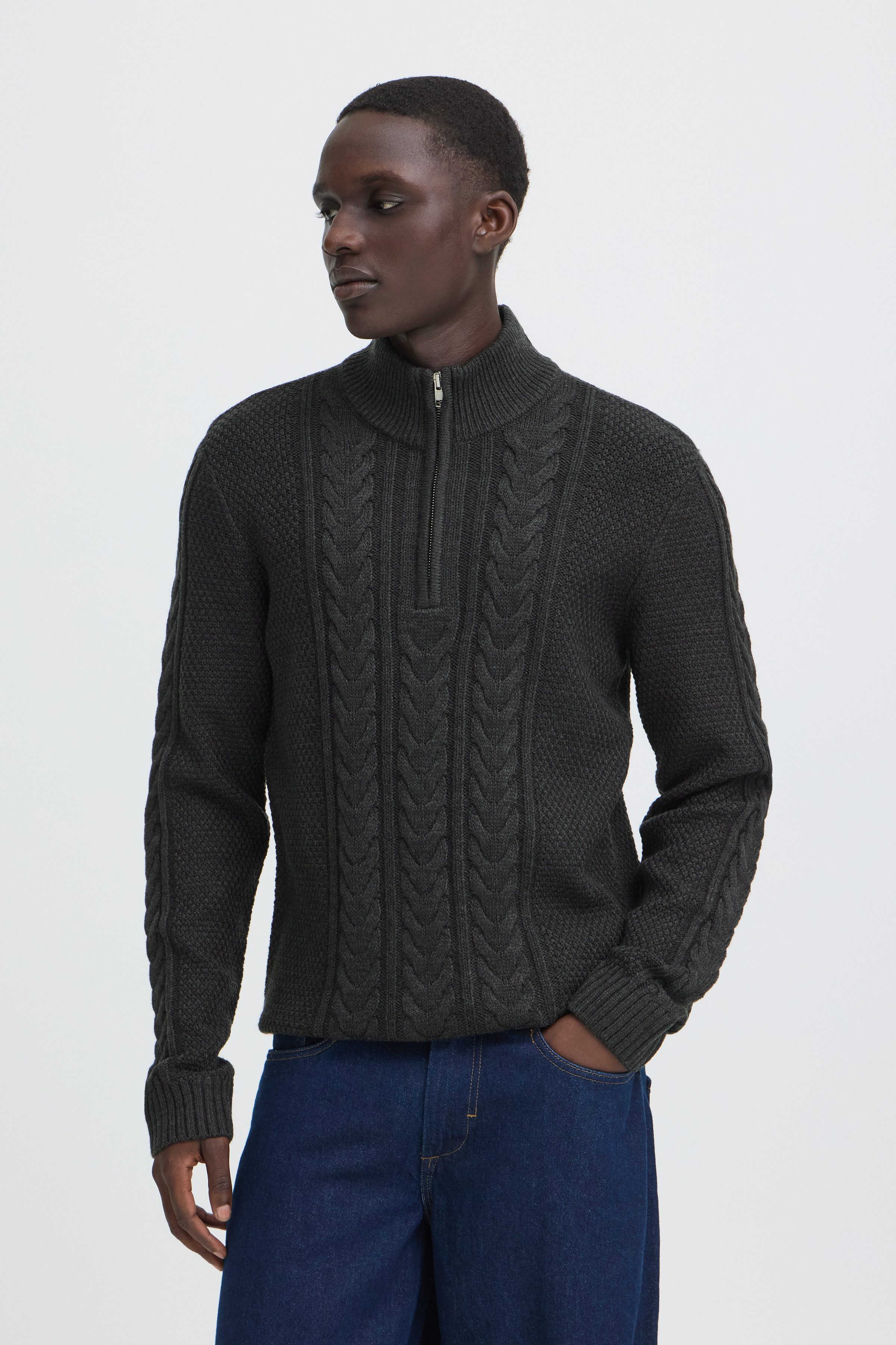 Blend Stehkragenpullover BHBASIM HALF ZIPP Baumwollmischung, regular fit