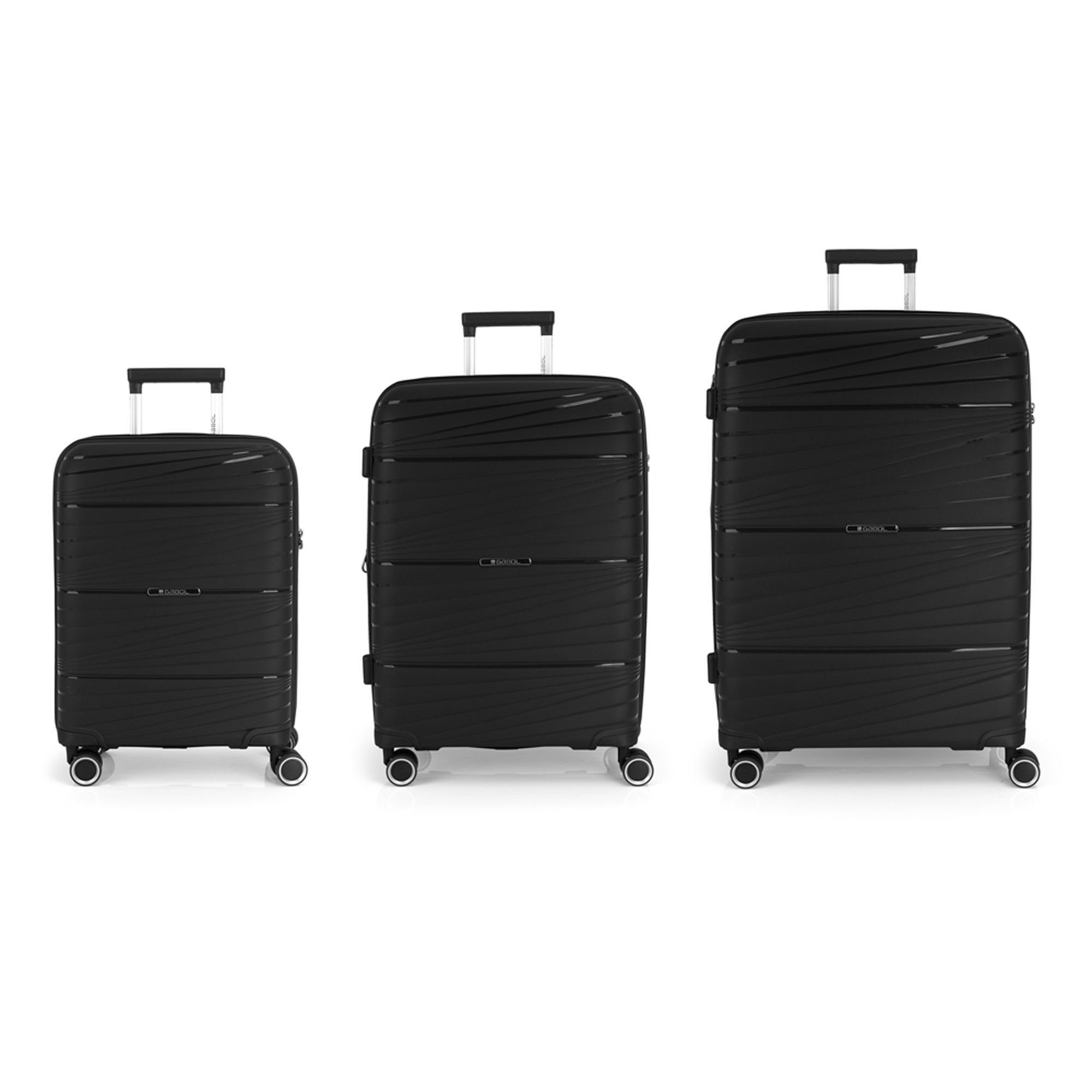 Gabol Trolleyset Kiba, 4 Rollen, (3-teilig, 3 tlg), Polypropylen schwarz | Trolley-Sets