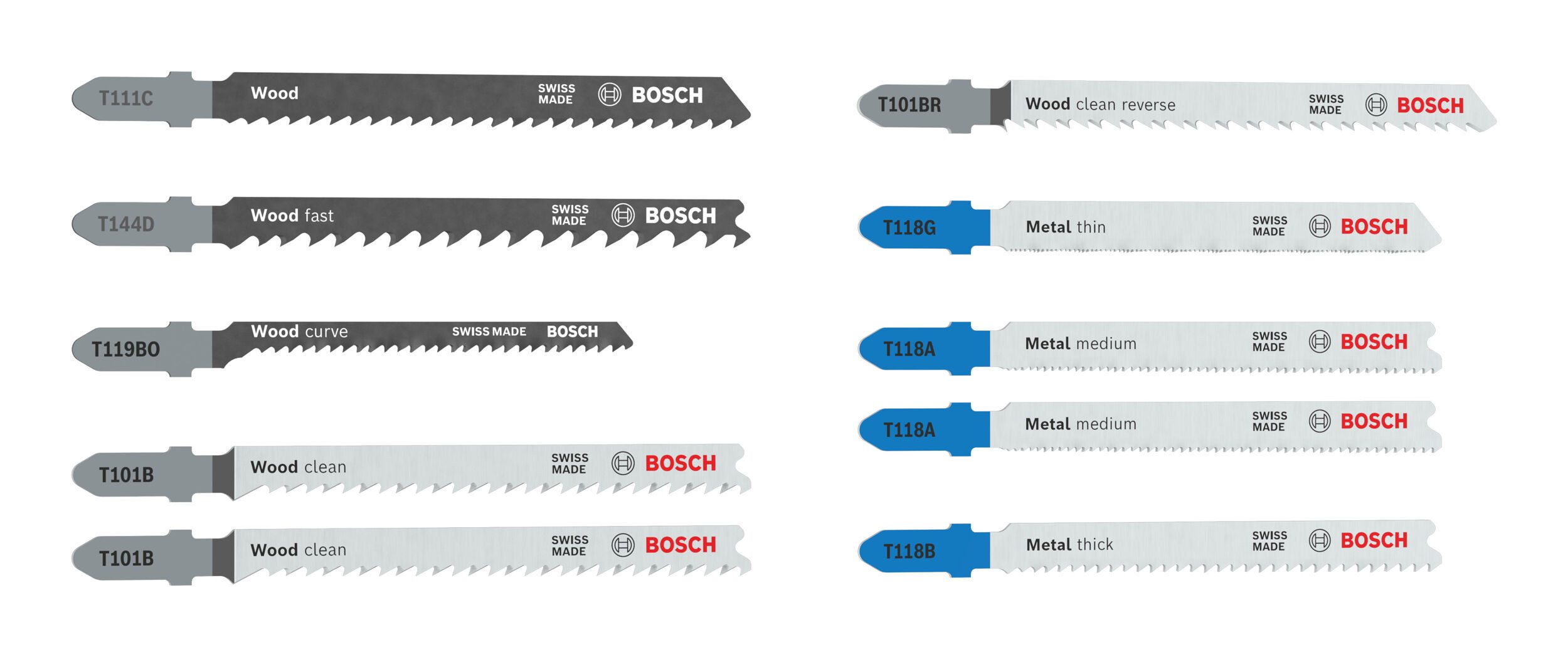 BOSCH Stichsägeblatt (10 Teile), Set Wood and Metal Basic, 10-teilig