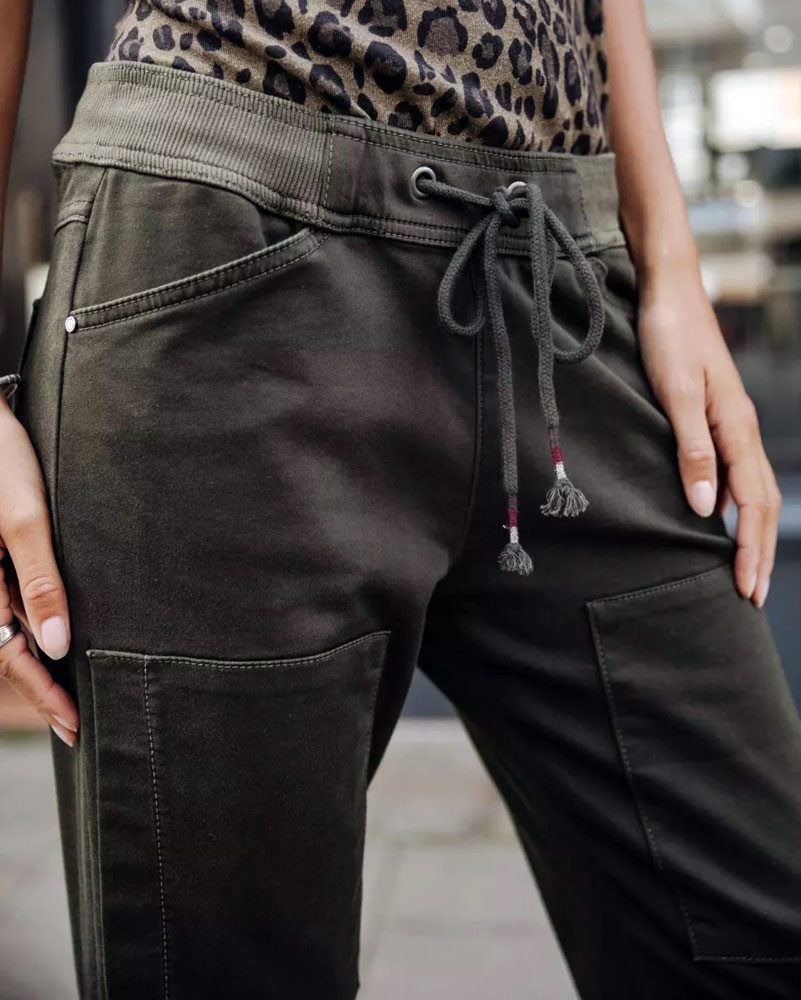 Freeman T. Porter Cargohose Cargo Pant Celine Dobby Rosin Elastikbund mit Tunnelzug