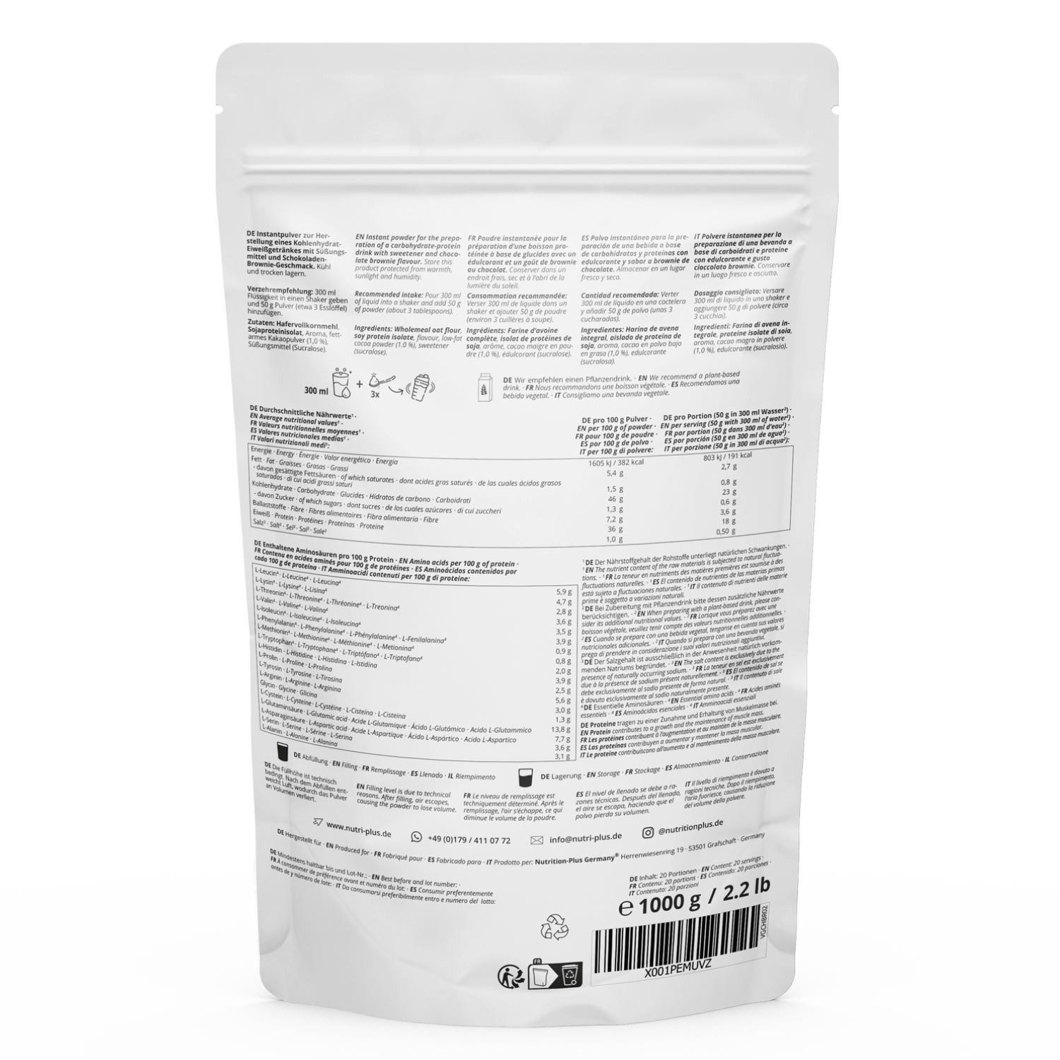 nutri+ VHEY Gainer - 1000g (4 Sorten) Pulver, 1 er