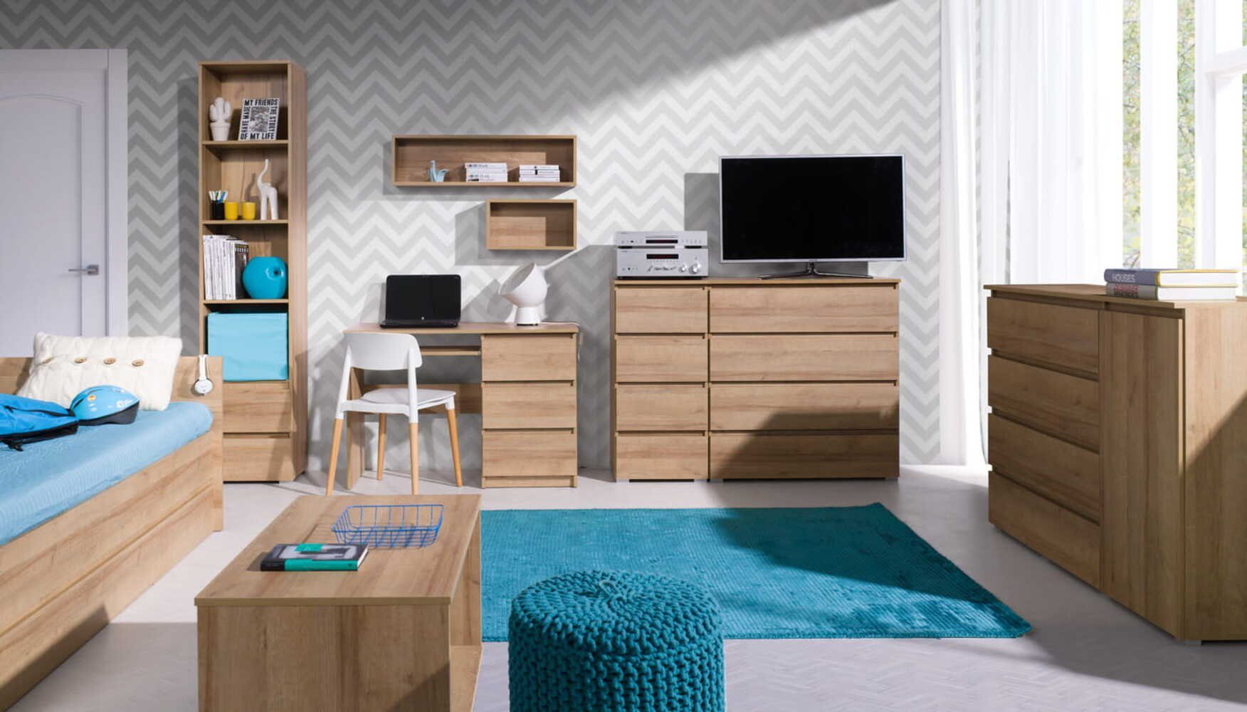 MOEBLO Schreibtisch MOON M09 (Computertisch für Büro Jugendzimmer Kinderzimmer, Einladende Arbeitsfläche für Kreativität und Produktivität, Kinderschreibtisch Schülerschreibtisch Bürotisch), - (BxHxT): 110x75x51 cm