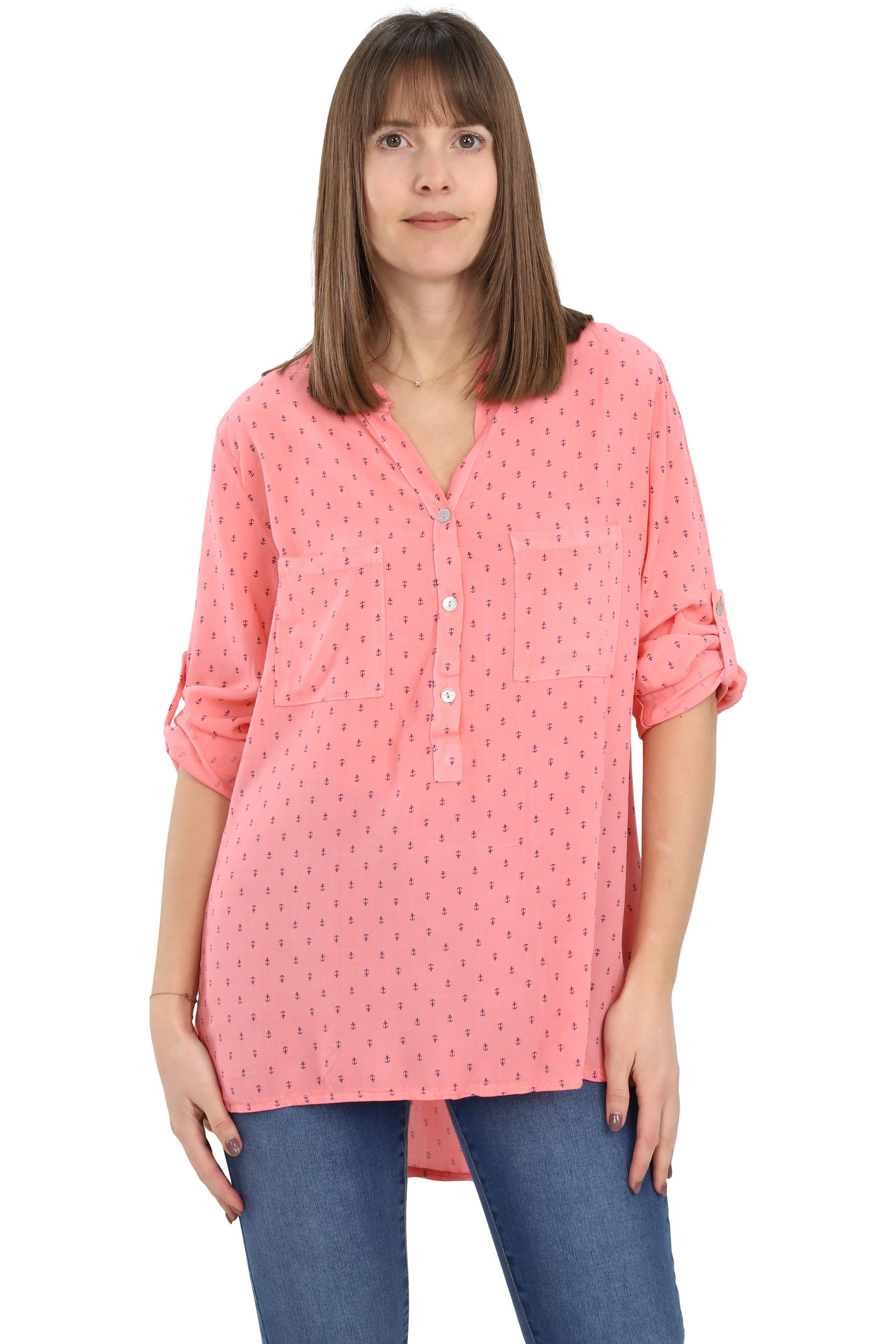 Schlupfbluse malito Damen Bluse mit Anker Print, Tunika mit ¾ Armen, Blusenshirt