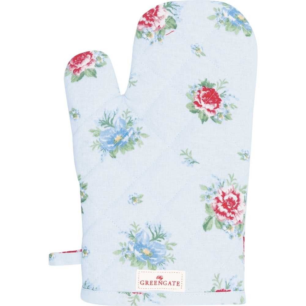 Greengate Topfhandschuhe Greengate Ofenhandschuh ALIVIA PALE BLUE Blau mit Blumen