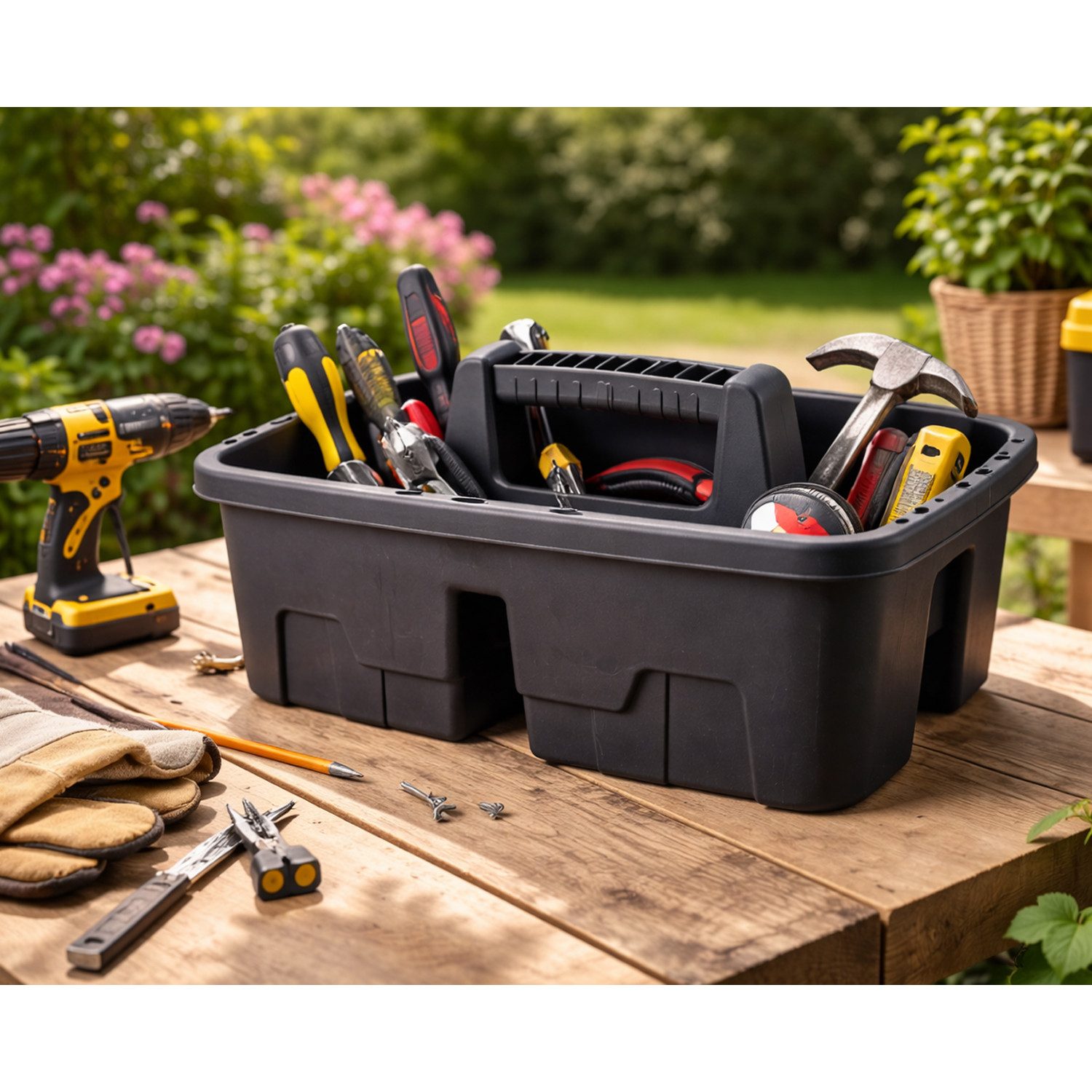 Mojawo Uhrenbox Werkzeugkiste Anglerkiste Aufbewahrungsbox Henkel 30x39xH17cm Schwarz