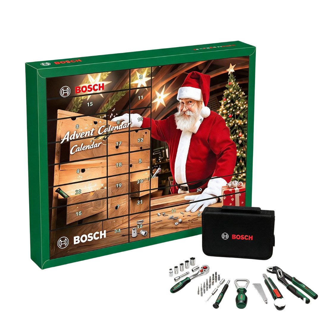BOSCH Adventskalender 2026 Werkzeug 44tlg Set Weihnachtskalender Herren & Männer (Set, 44-tlg), 44 tlg Handwerkzeuge Produkte Advent Kalender Mann
