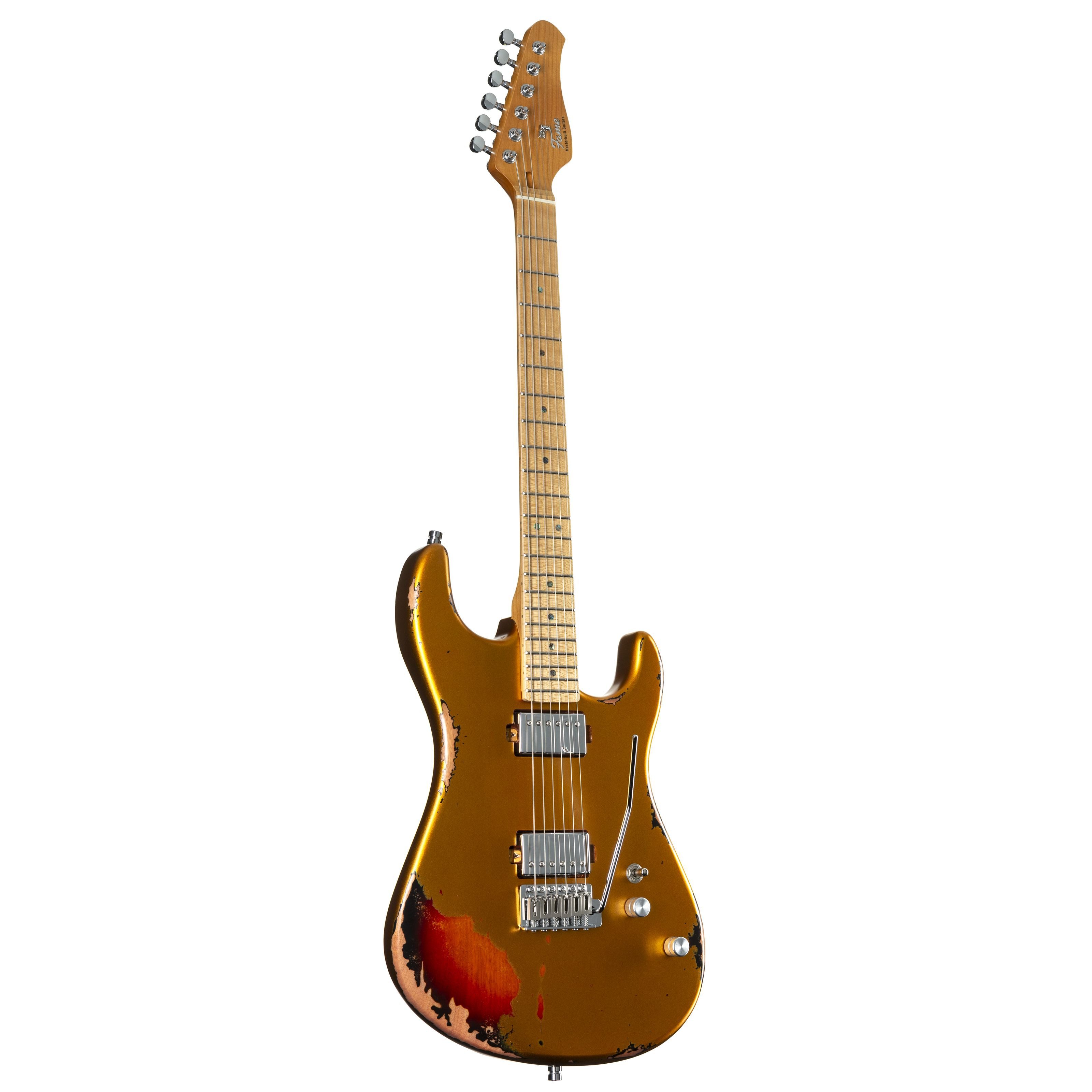 FAME E-Gitarre, E-Gitarren, ST-Modelle, Custom ST MN Worn Gold over Sunburst - E-Gitarre