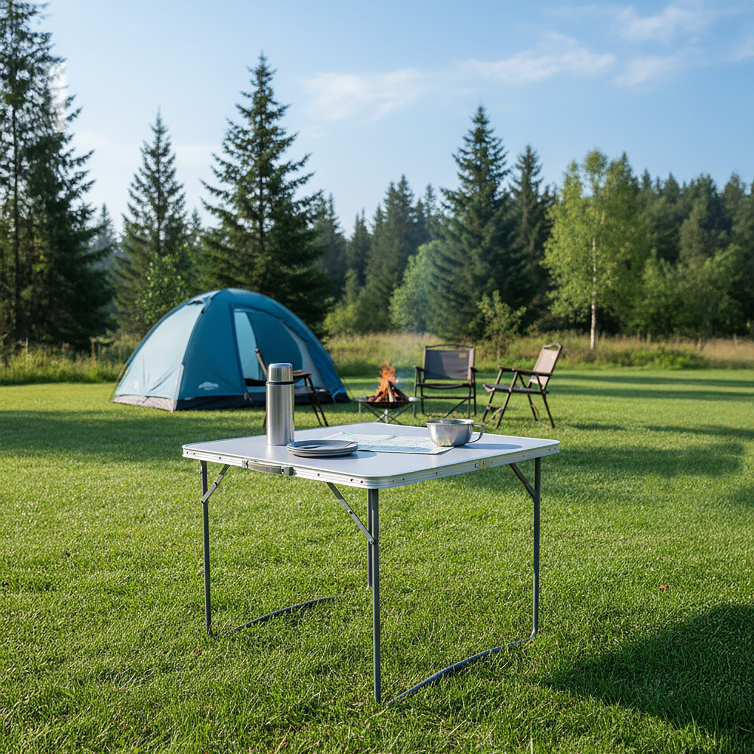 relaxdays Klapptisch Klappbarer Campingtisch (1-St), schwarz – Bild 3 von 5