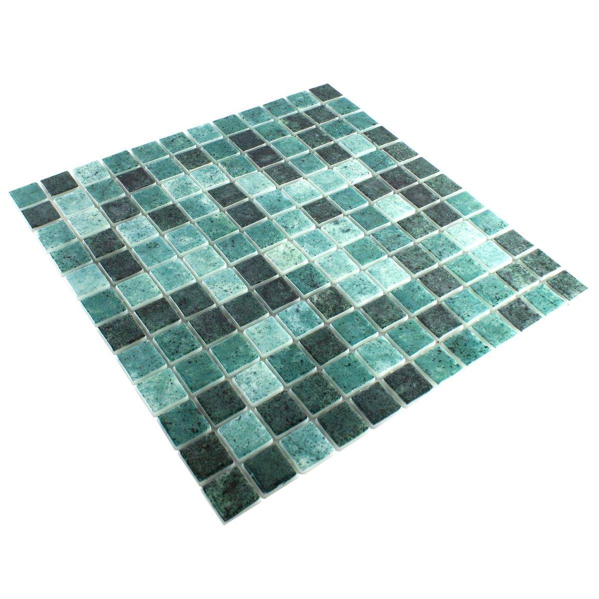 Mosafil Mosaikfliesen Glas Schwimmbad Pool Mosaik Fliesen Baltic 25x25 mm, Glas 31.600x31.600, grün, Punktverklebt - Frostsicher - Wasserdicht - Wasserfest - Rutschfest