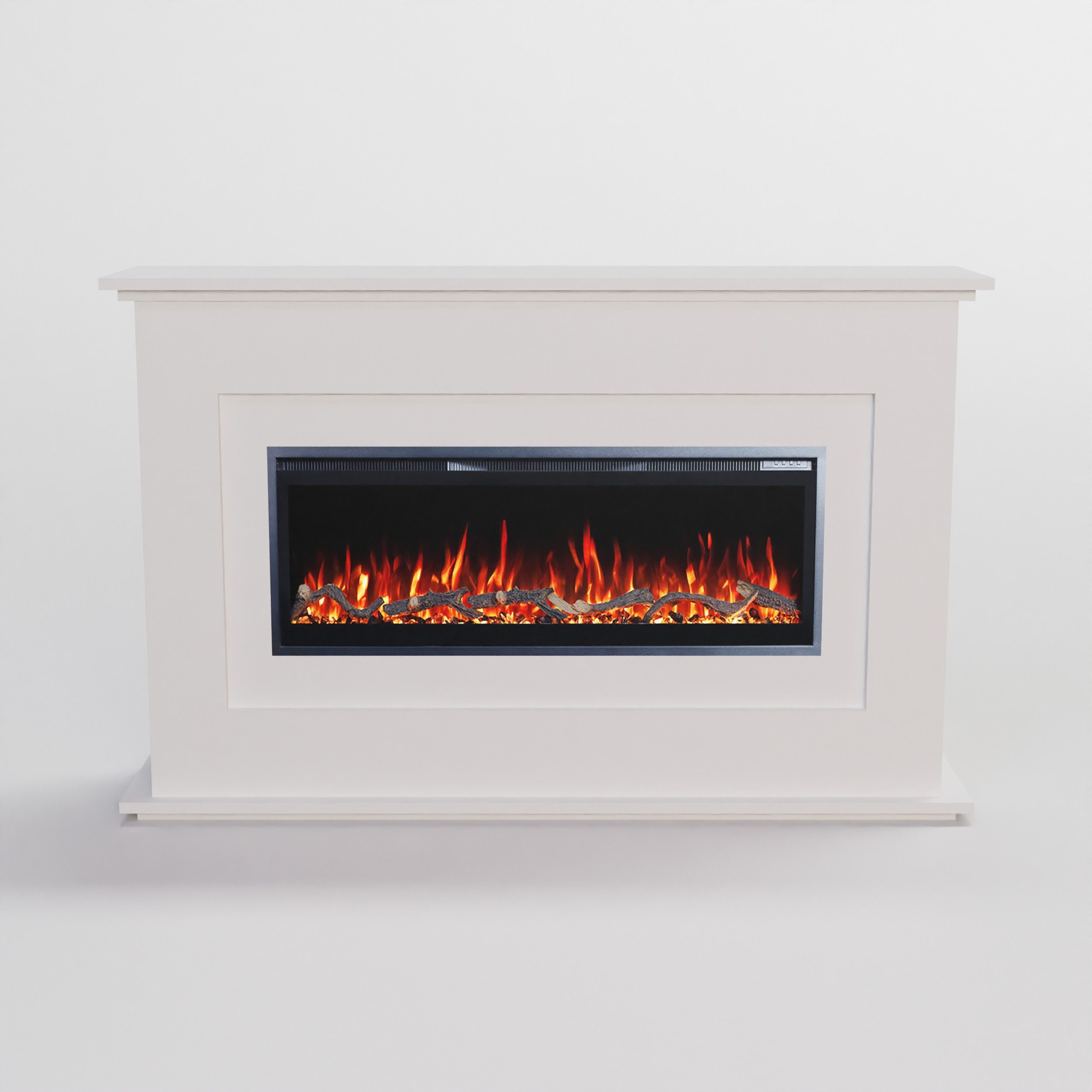 GLOW FIRE Elektrokamin RHEA LED Kamin mit Heizung, Elektrischer Kamin mit 3D Feuer mit Heizung, 2 Dekorationen