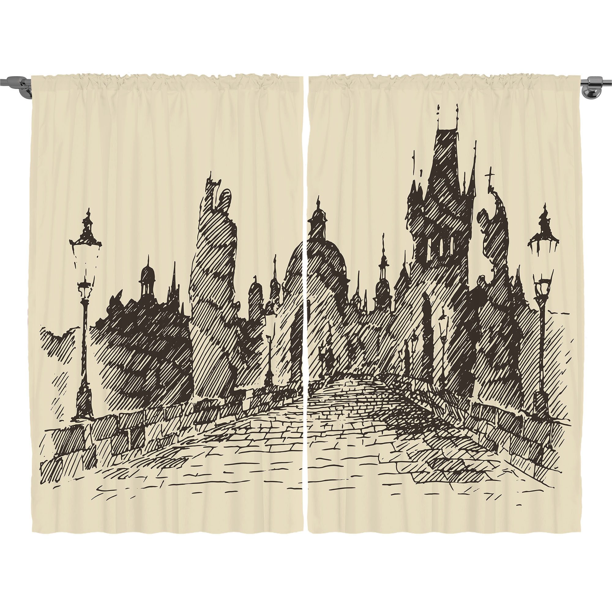 Gardine Schlafzimmer Kräuselband Vorhang mit Schlaufen und Haken