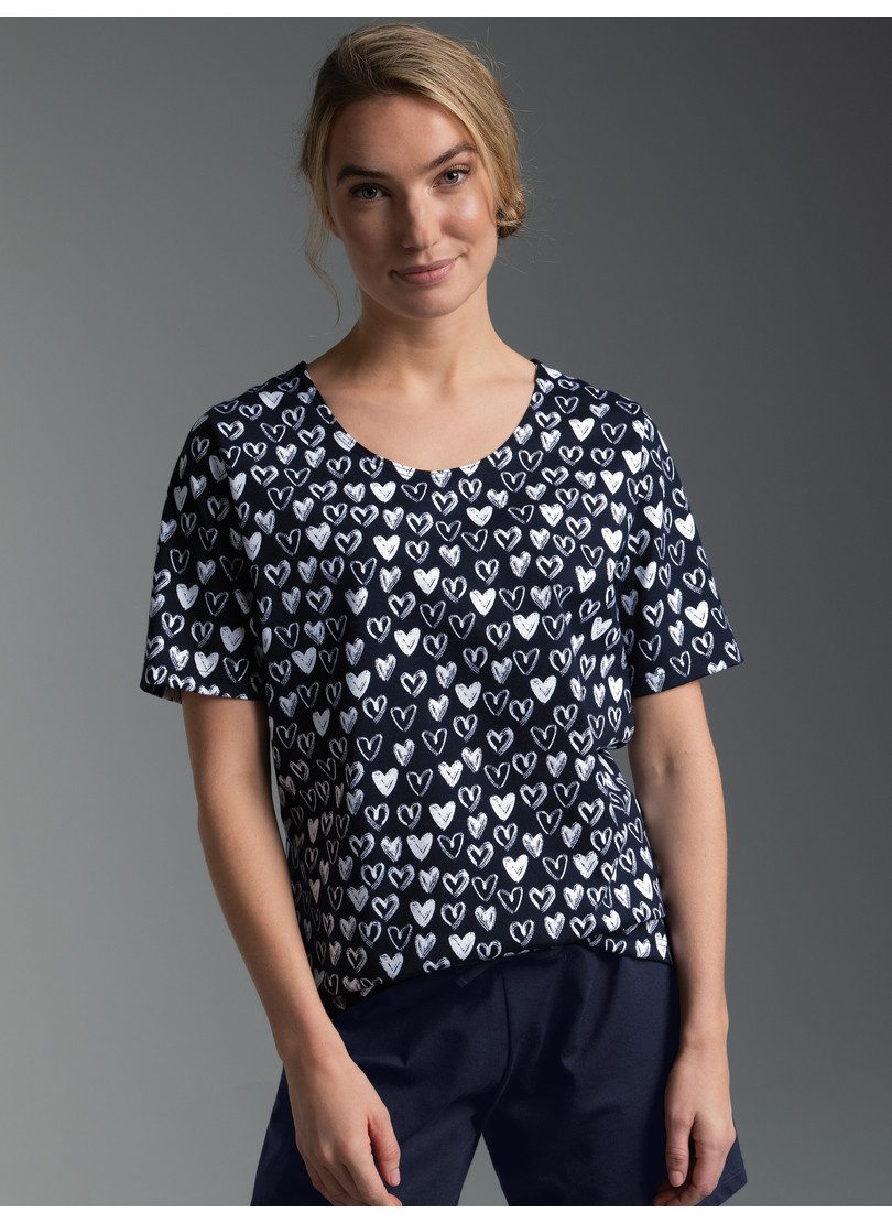 Trigema T-Shirt TRIGEMA T Shirt mit Allover-Druck "Herzen" (1-tlg)