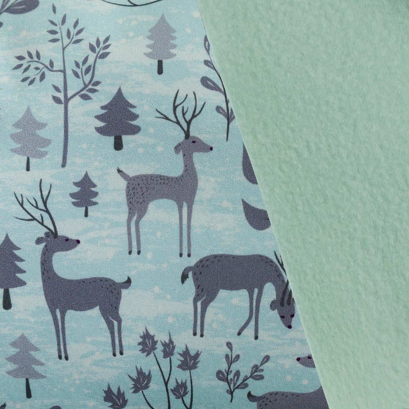 maDDma Stoff Softshell-Stoff mit Kindermotiven Outdoorstoff ab 0,5m Meterware, Hirsch mint
