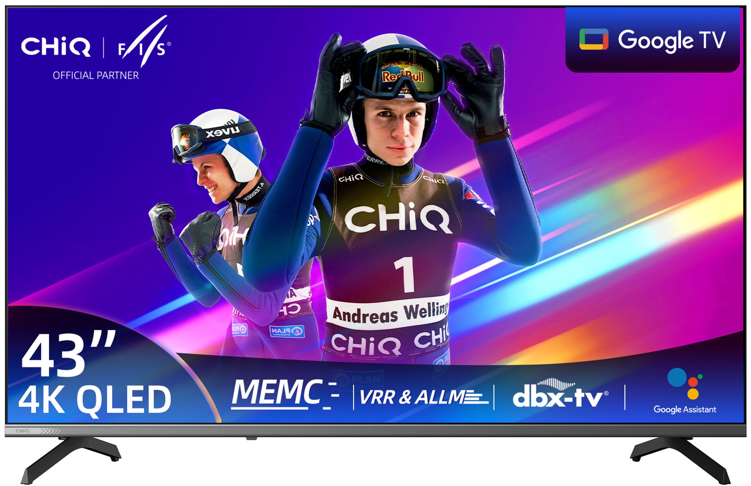CHiQ U43QST QLED-Fernseher (109 cm/43 Zoll, 4K Ultra HD, 4K UHD TV, Smart-TV, Google TV, Andriod TV, Inkl. Streaming Content, Kompatibel mit Apple AirPlay)