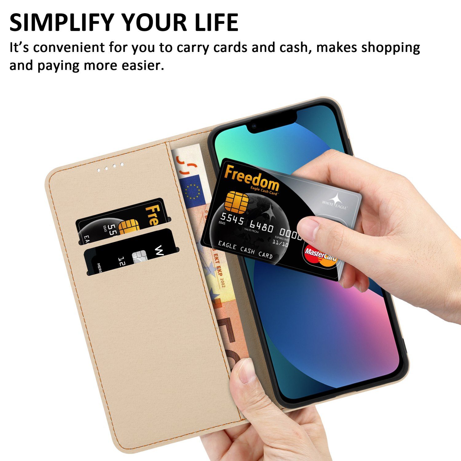 Cadorabo Handyhülle für iPhone 13 MINI Hülle Apple iPhone 13 MINI, Handy Schutzhülle - Hülle, Standfunktion, Kartenfach, Magnetverschluss