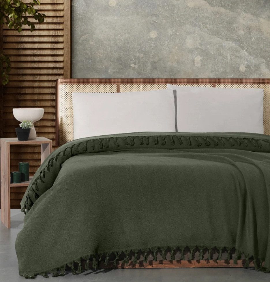 Wohndecke Wohndecke Classic in Olivgrün 100% günstig online kaufen