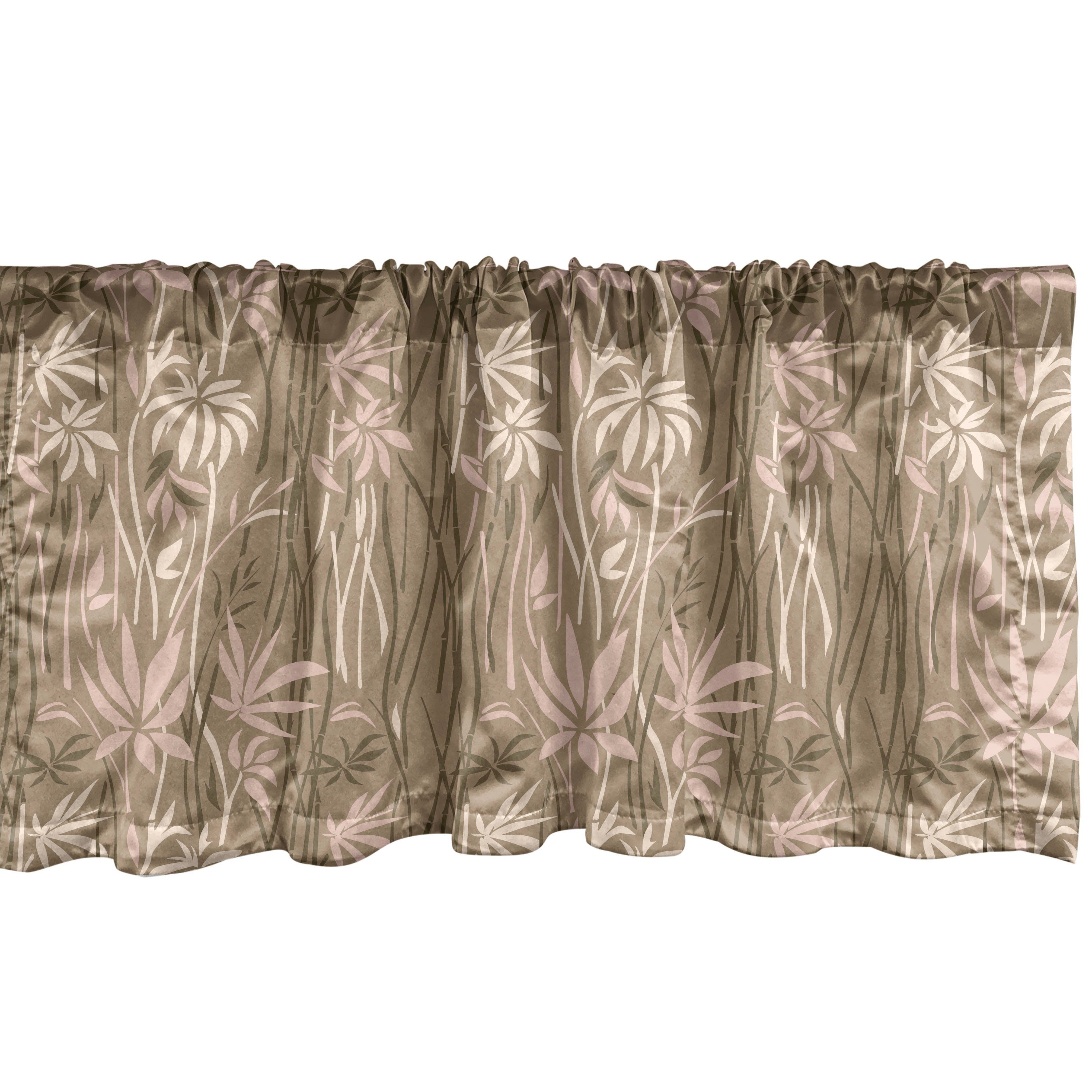 Scheibengardine Vorhang Volant für Küche Schlafzimmer Dekor mit Stangentasche, Abakuhaus, Microfaser, Botanisch Tropical Bamboo Sticks