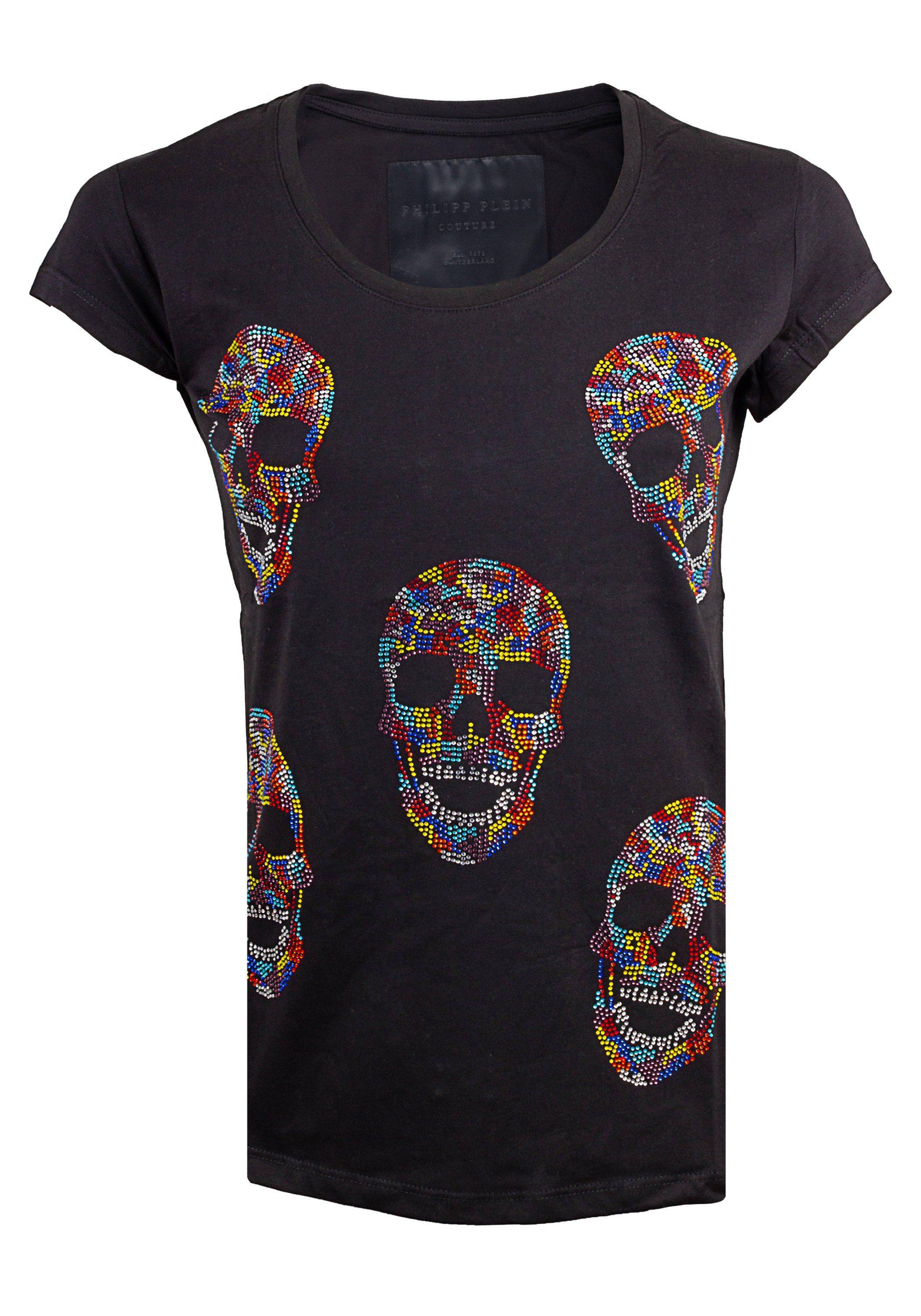 PHILIPP PLEIN T-Shirt Philipp Plein Damen T-Shirt Neck SS "Balinary Skulled"