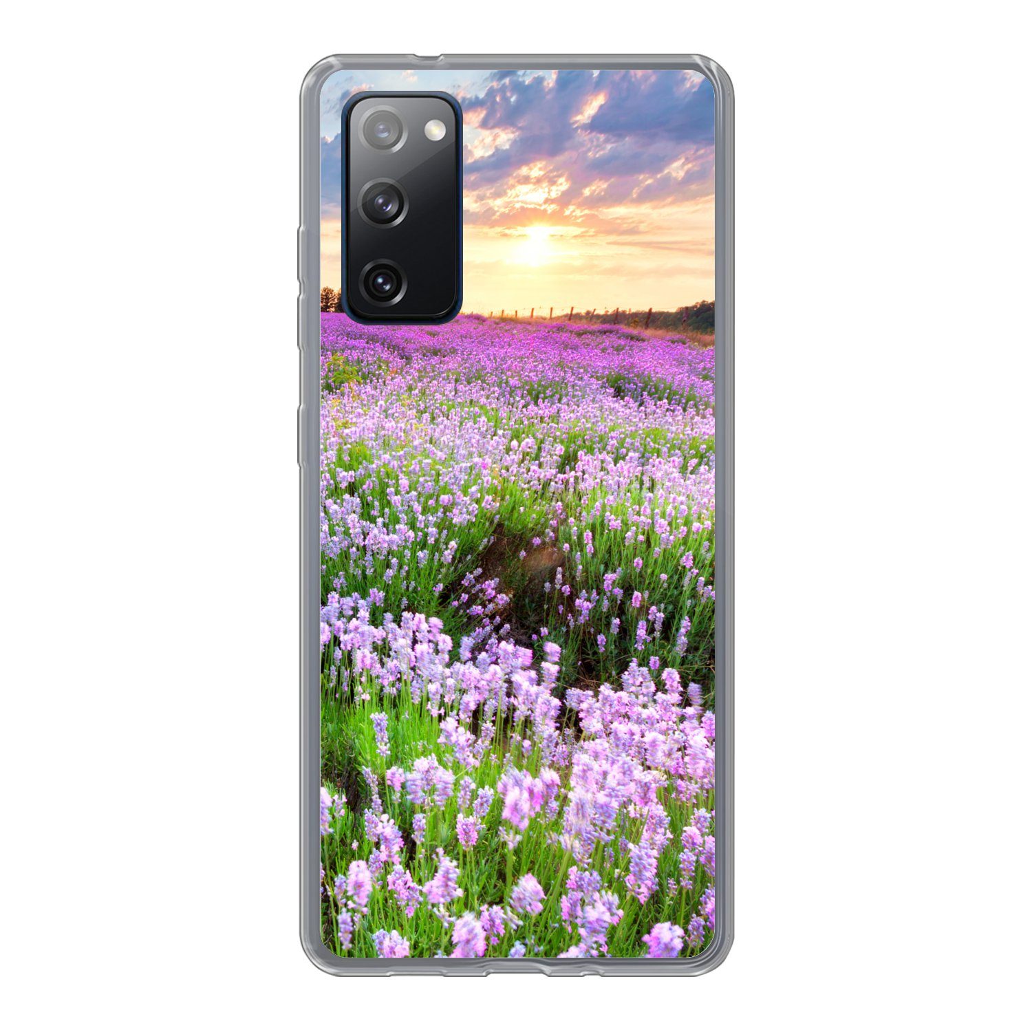 MuchoWow Handyhülle für Samsung Galaxy S20 FE Blumen - Lavendel - Lila - Himmel - Sonnenun, Phone Case, Silikon, Schutzhülle Dünn