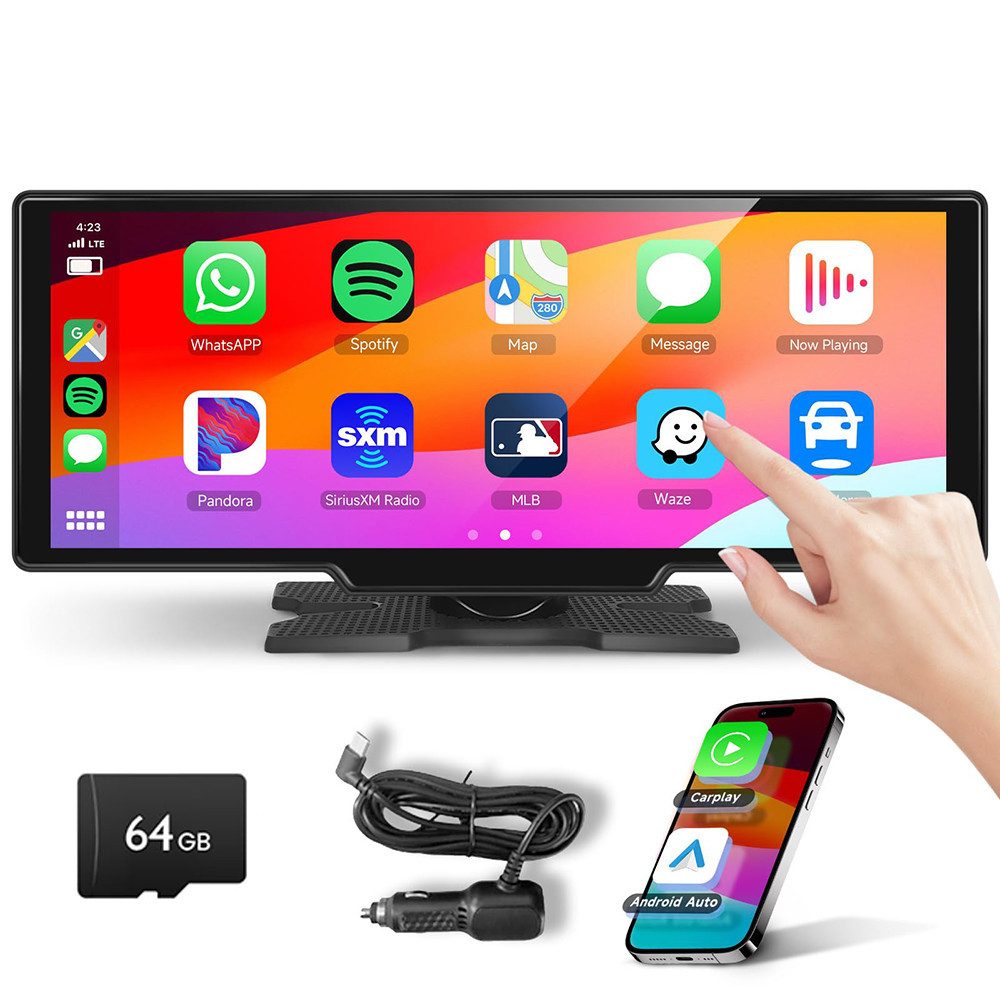 10,26 Zoll HD Auto-Display kompatibel mit CarPlay und Android Auto Navigationsgerät