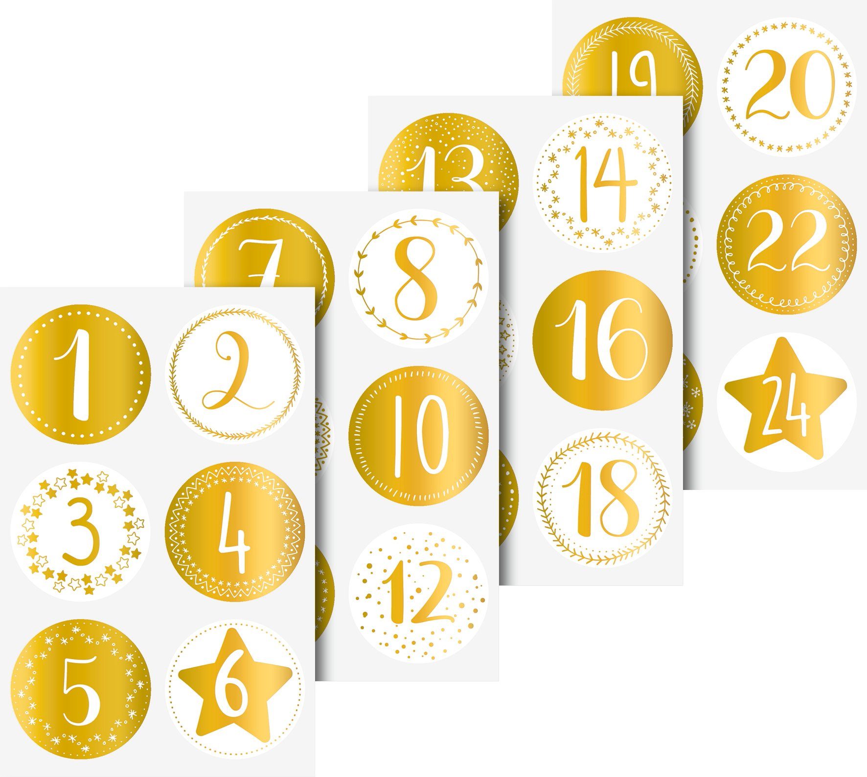 Heyda Deko-Buchstaben Sticker Adventszahlen (24 St), 24 Stück günstig online kaufen